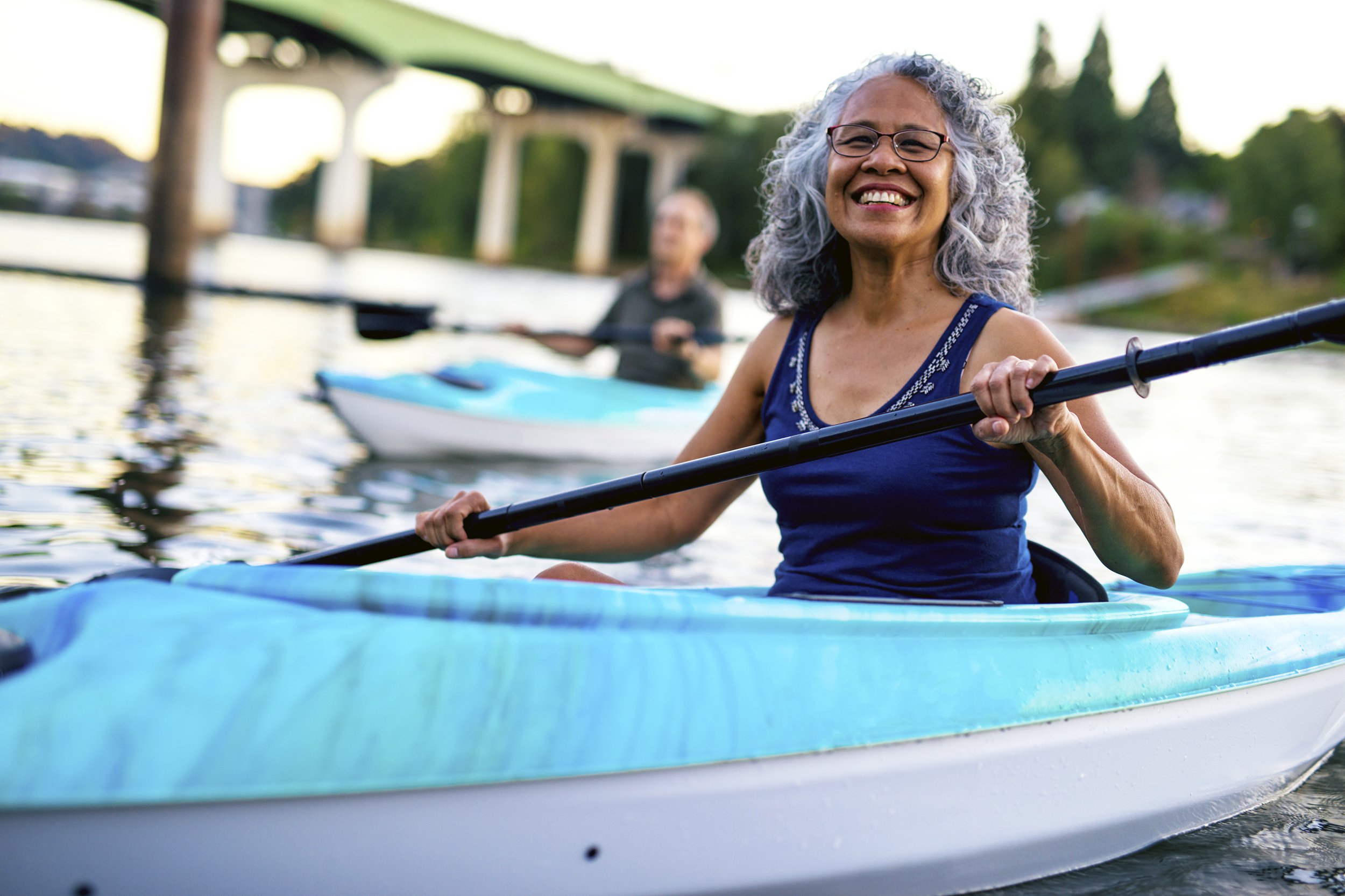 Senior woman in a kayak