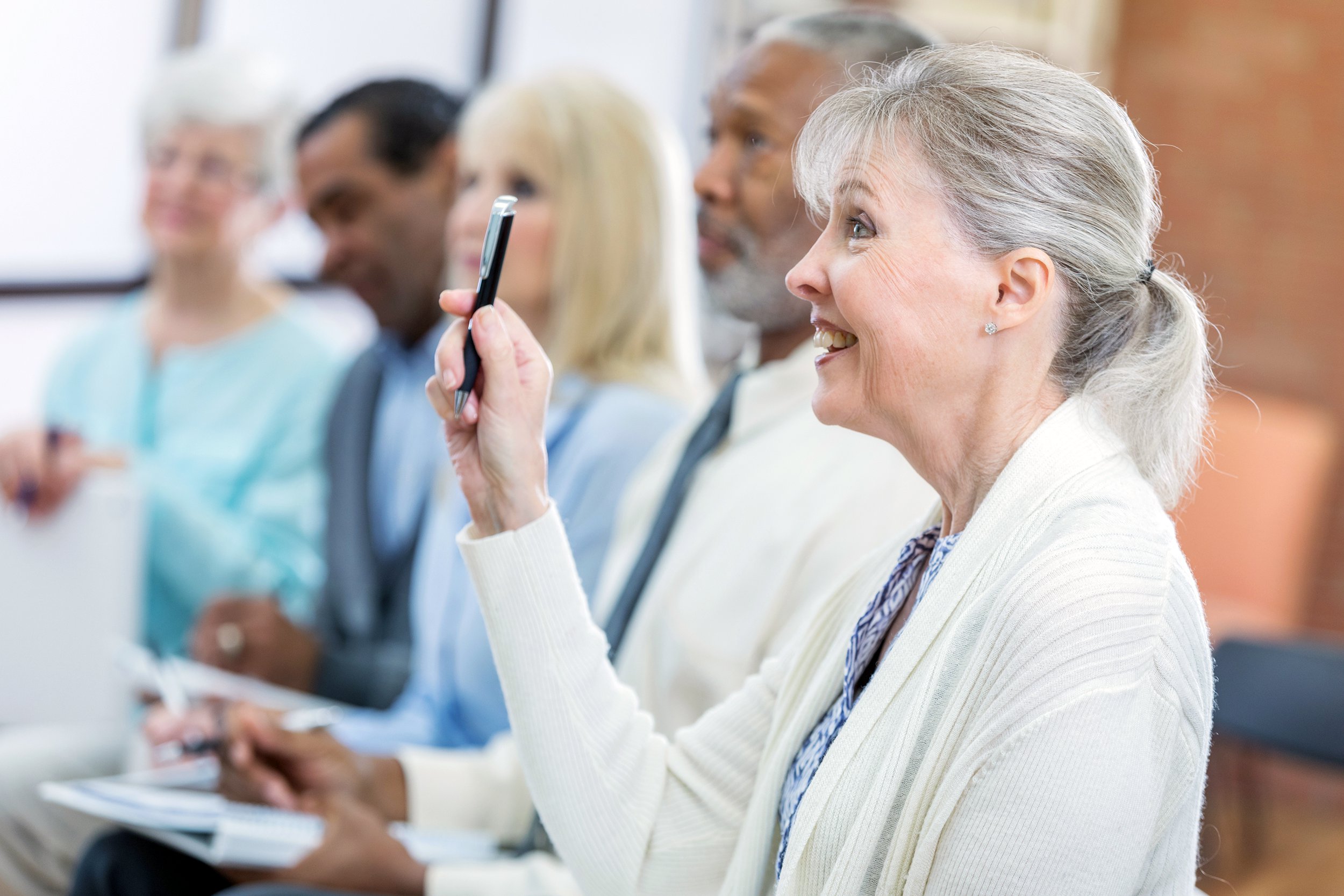 Senior woman taking an educational class