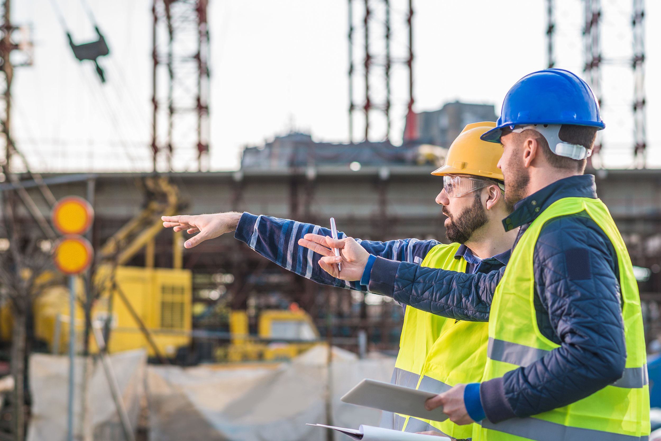 two construction workers on site