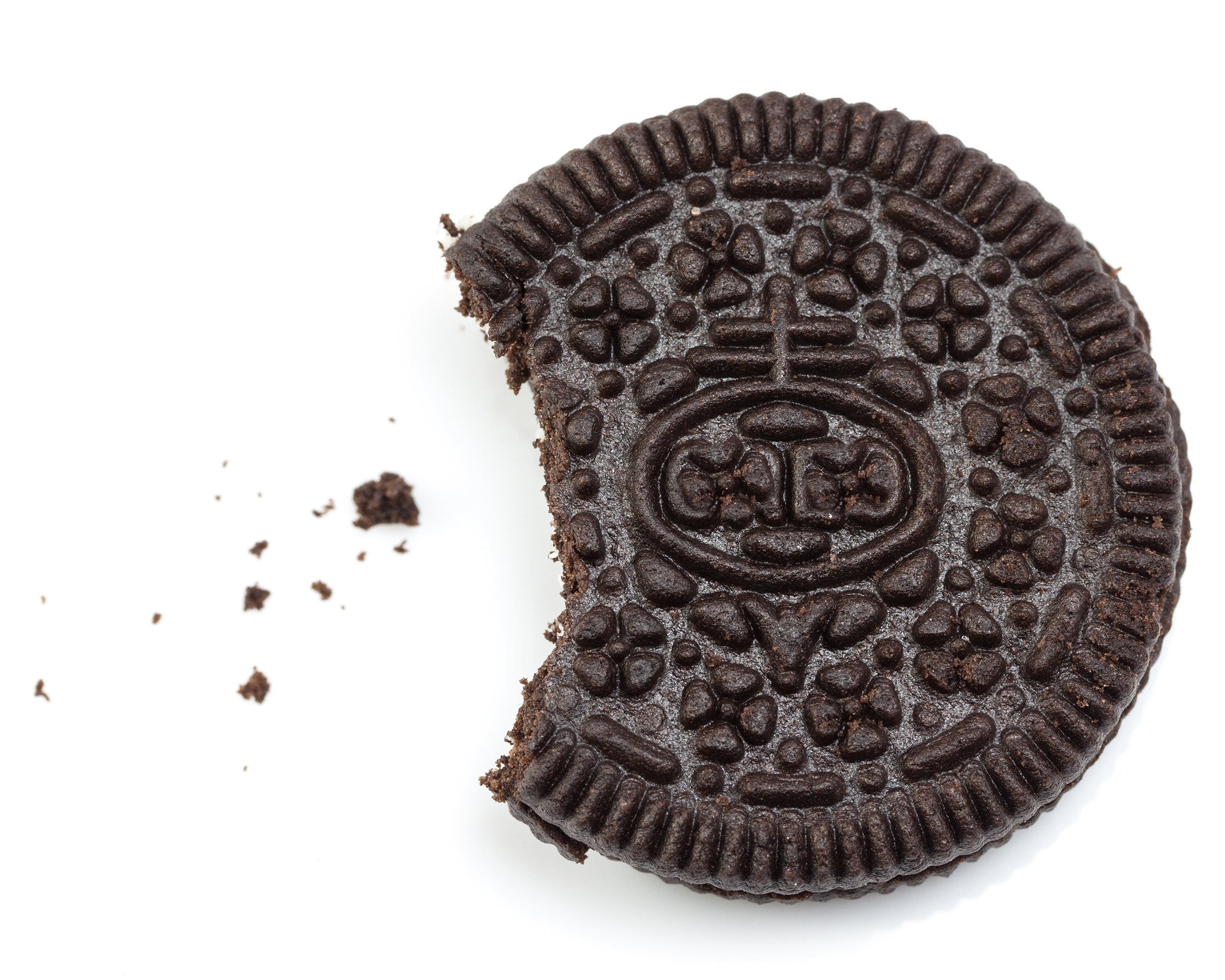 a bite out of Oreo cookie