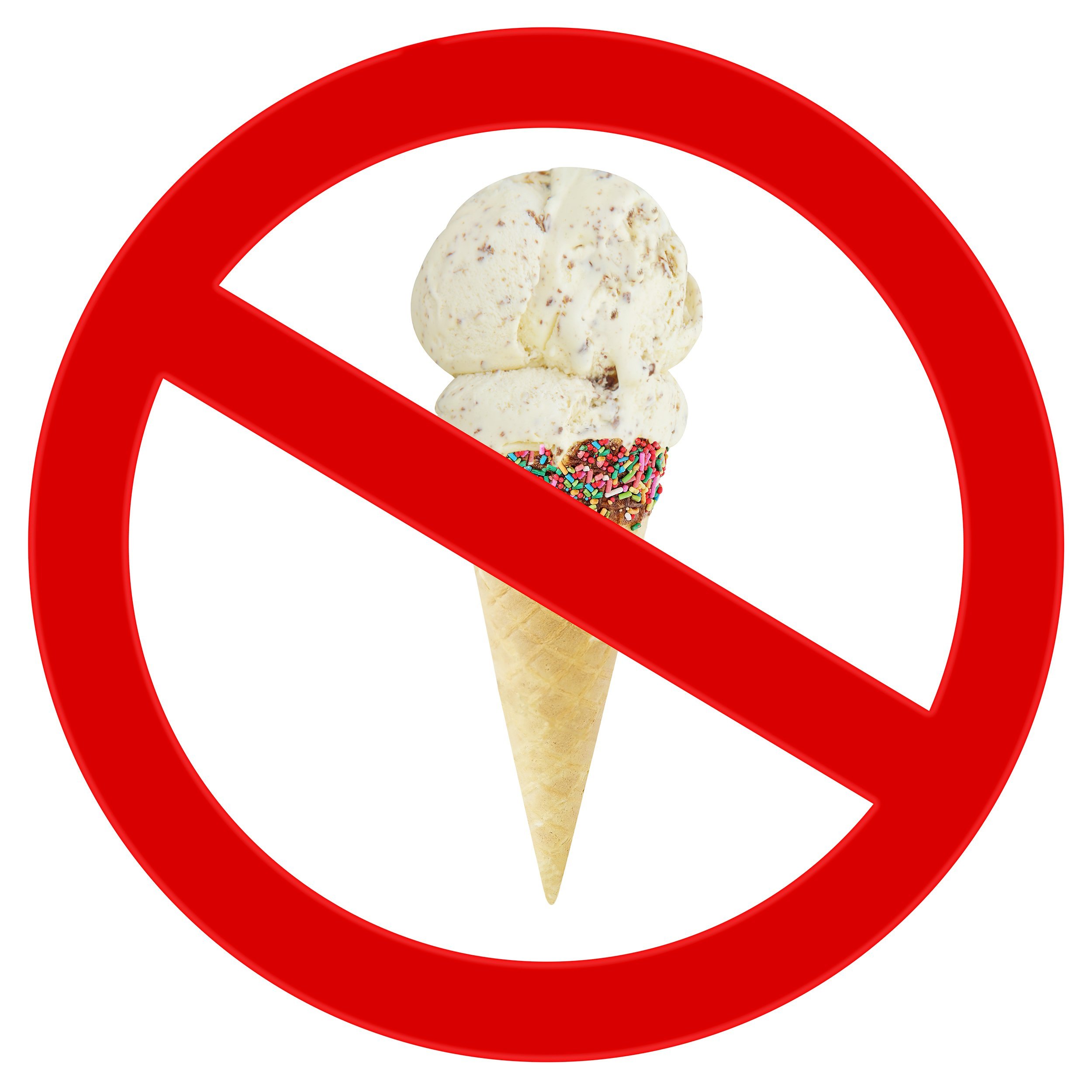 red circle with slash ice cream cone