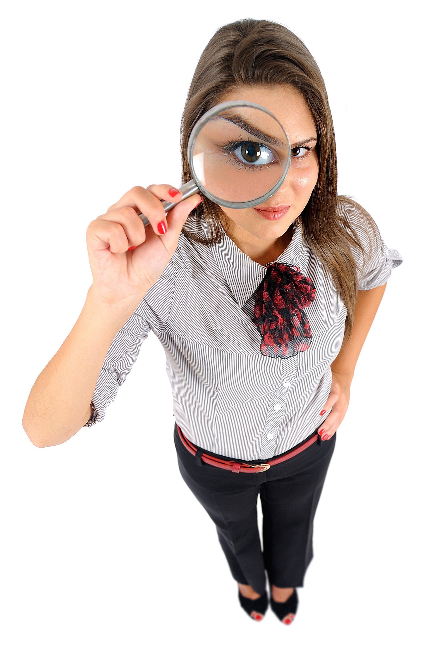 young business woman magnifying