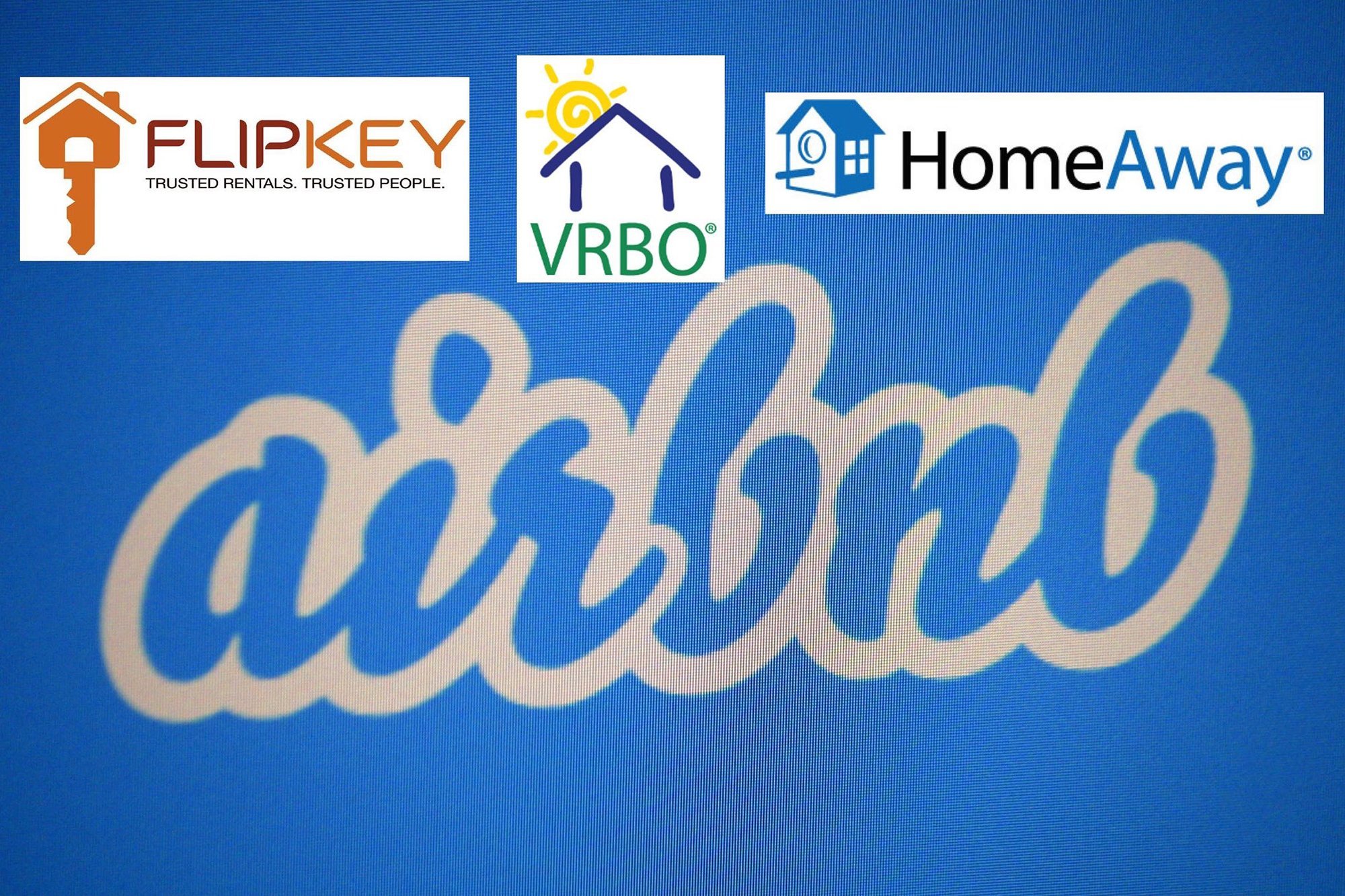 Airbnb, FlipKey, VRBO, HomeAway logos