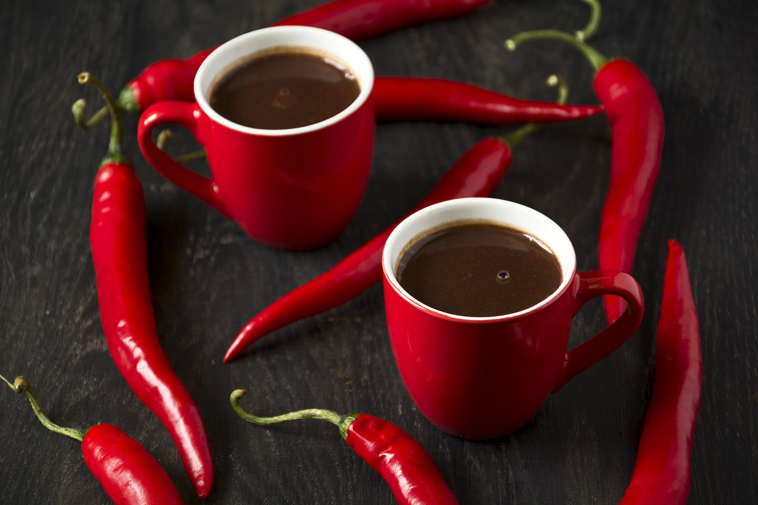 hot chocolate with red chili peppers