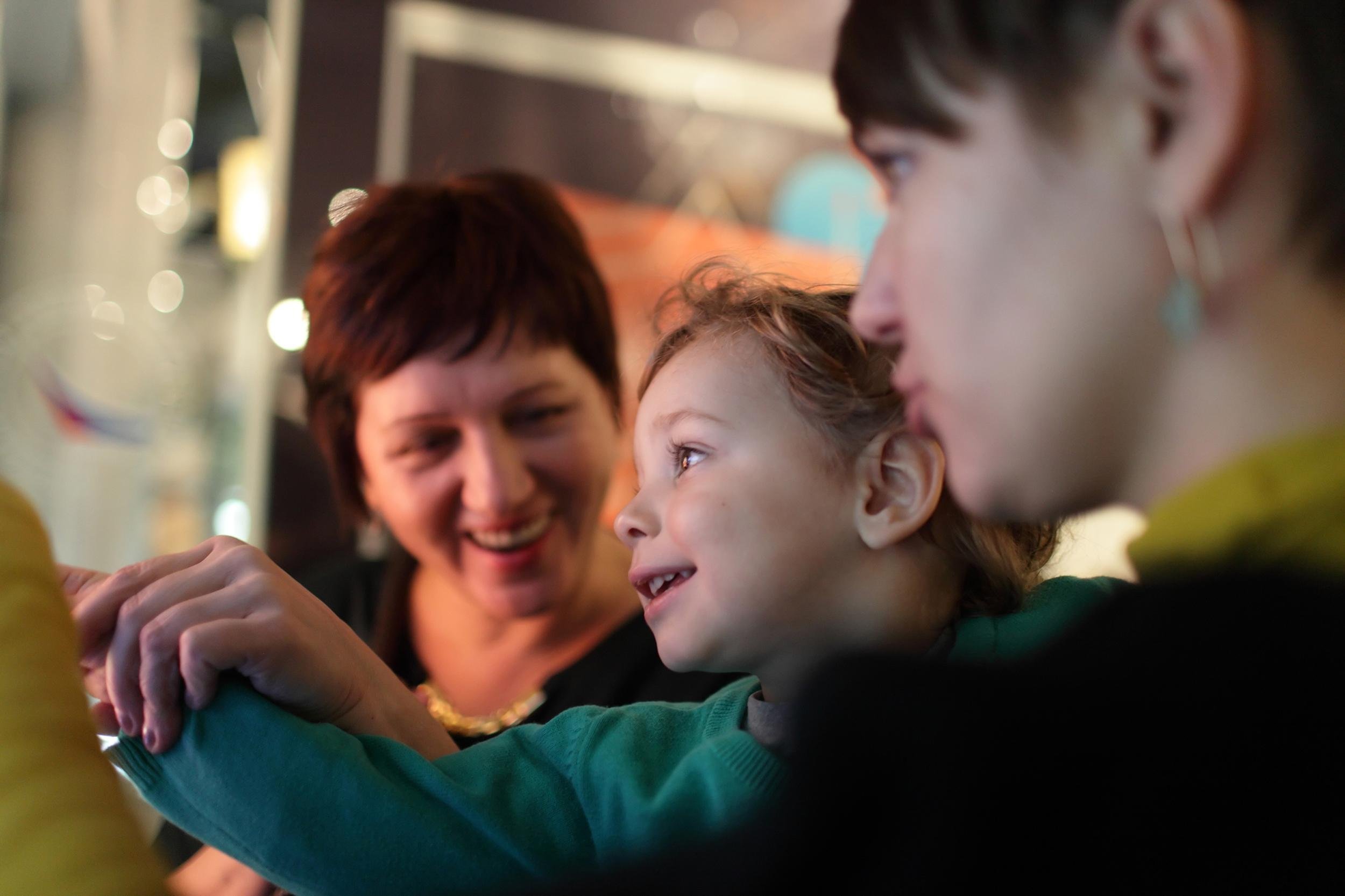 happy family in a museum