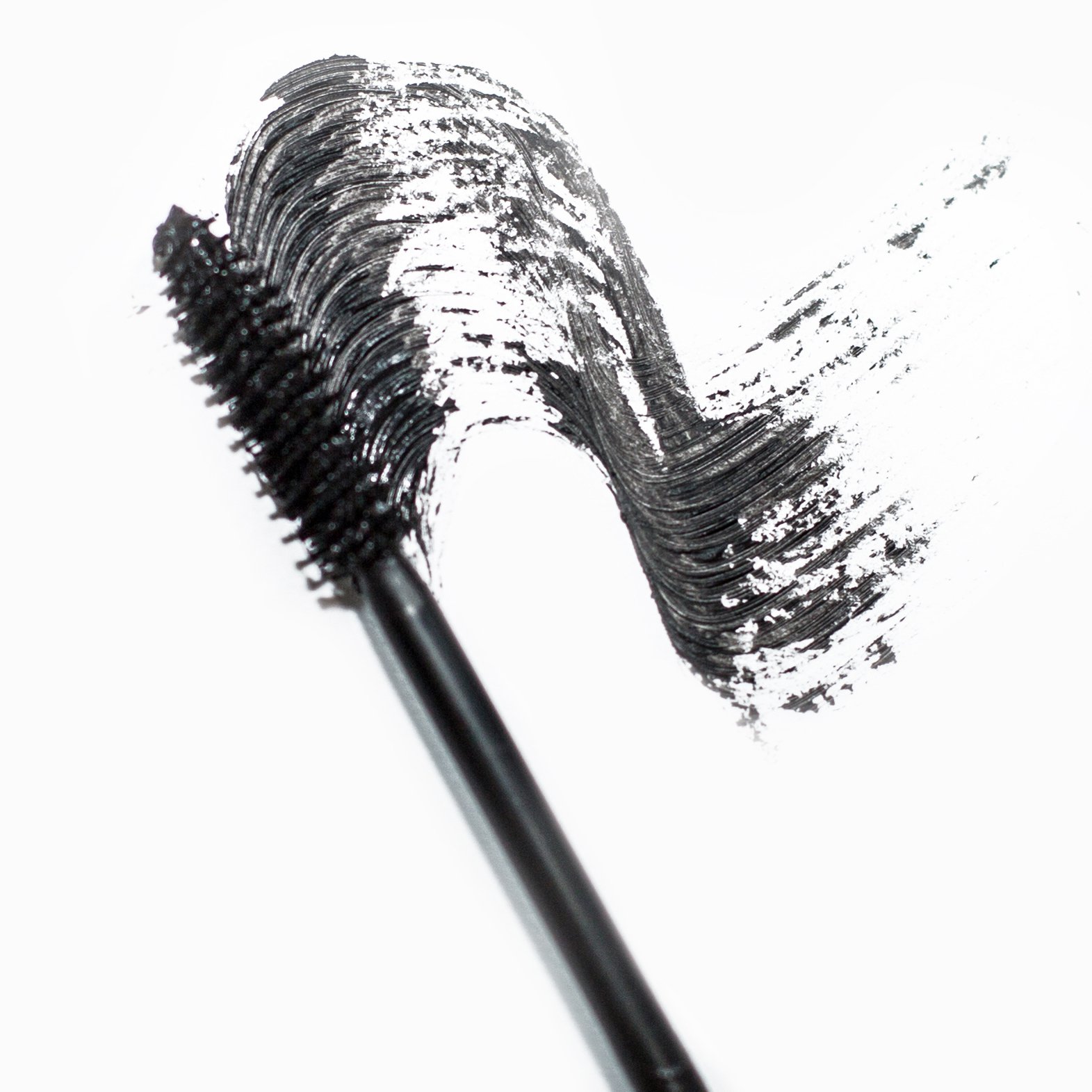 stroke of black mascara with applicator brush