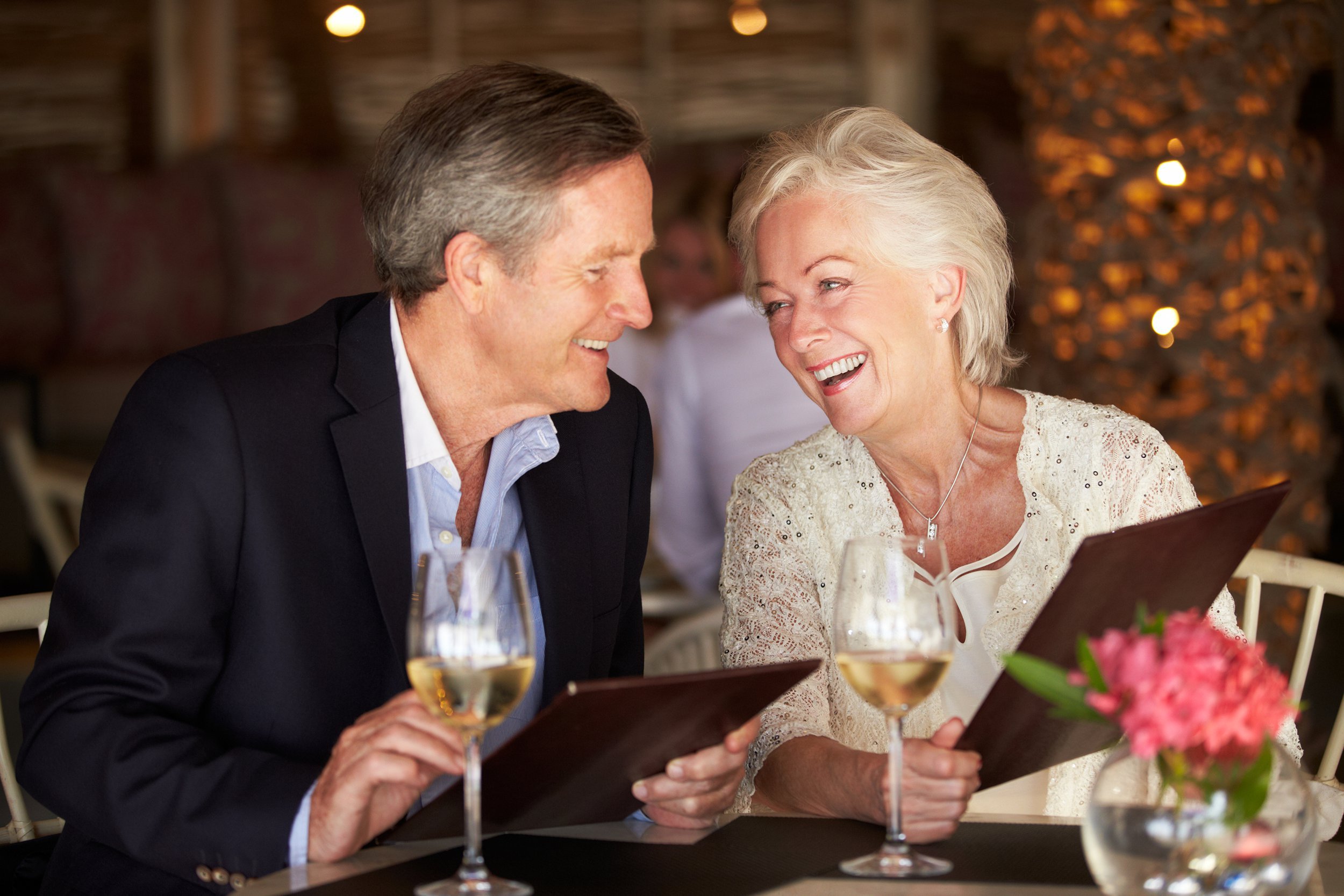 Senior couple at a restaurant on a date
