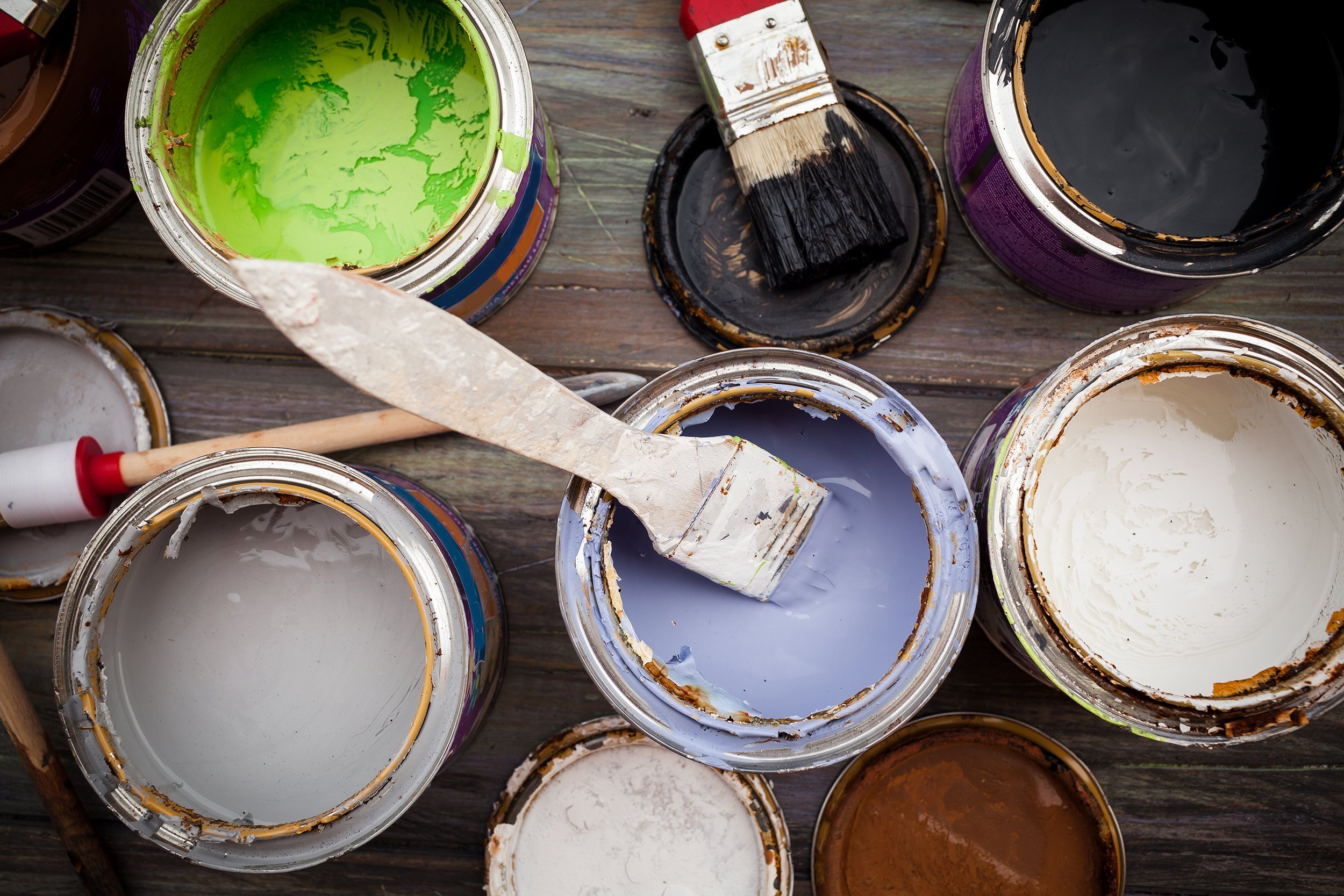 old paint in cans
