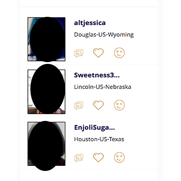 Profile of users on Trump.Dating that do not live near each other
