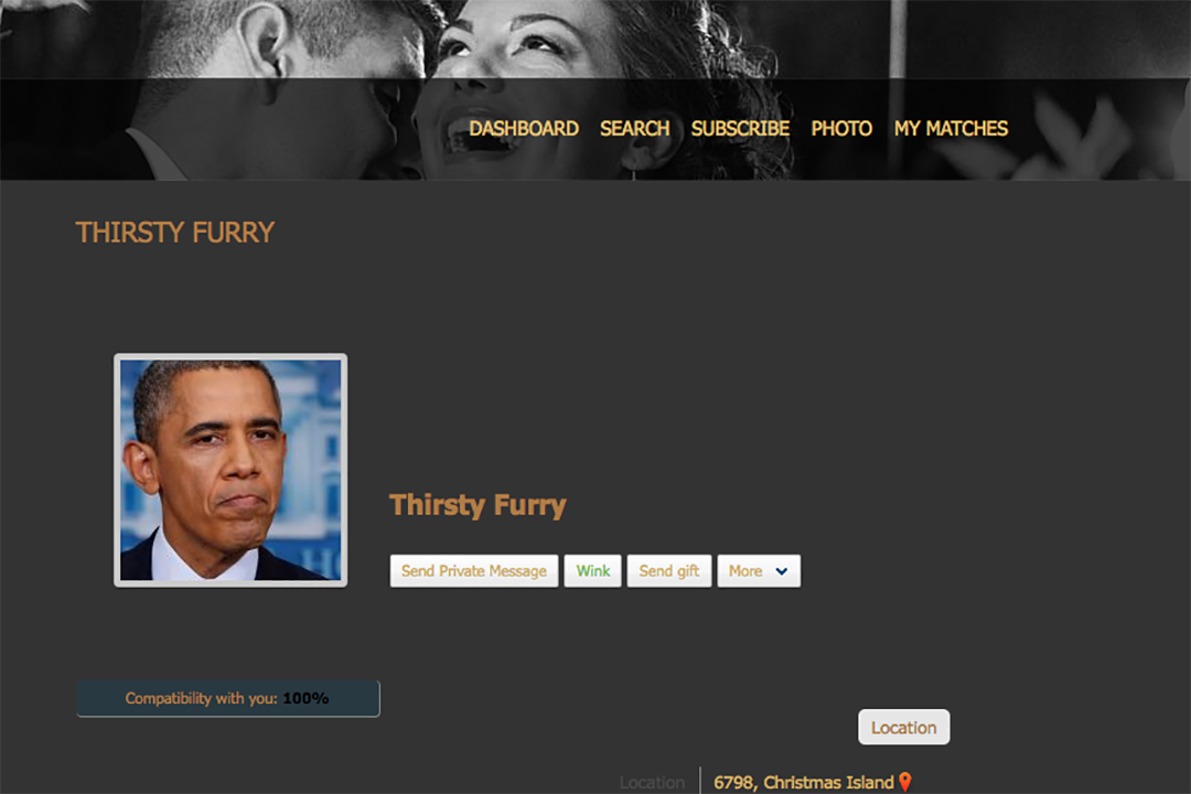 Fake Obama account on TrumpSingles