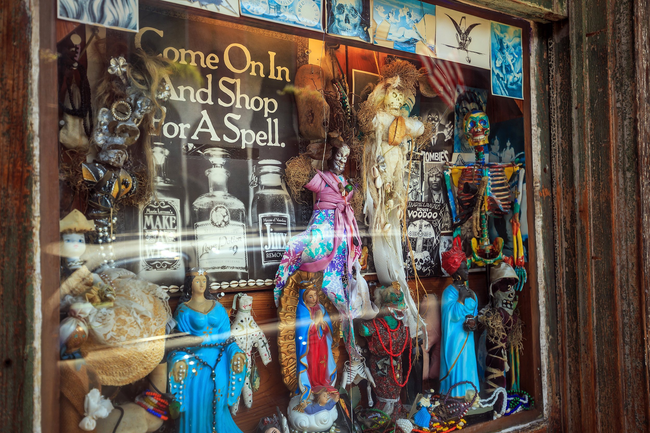 voodoo souvenir display in French Quarter in New Orleans