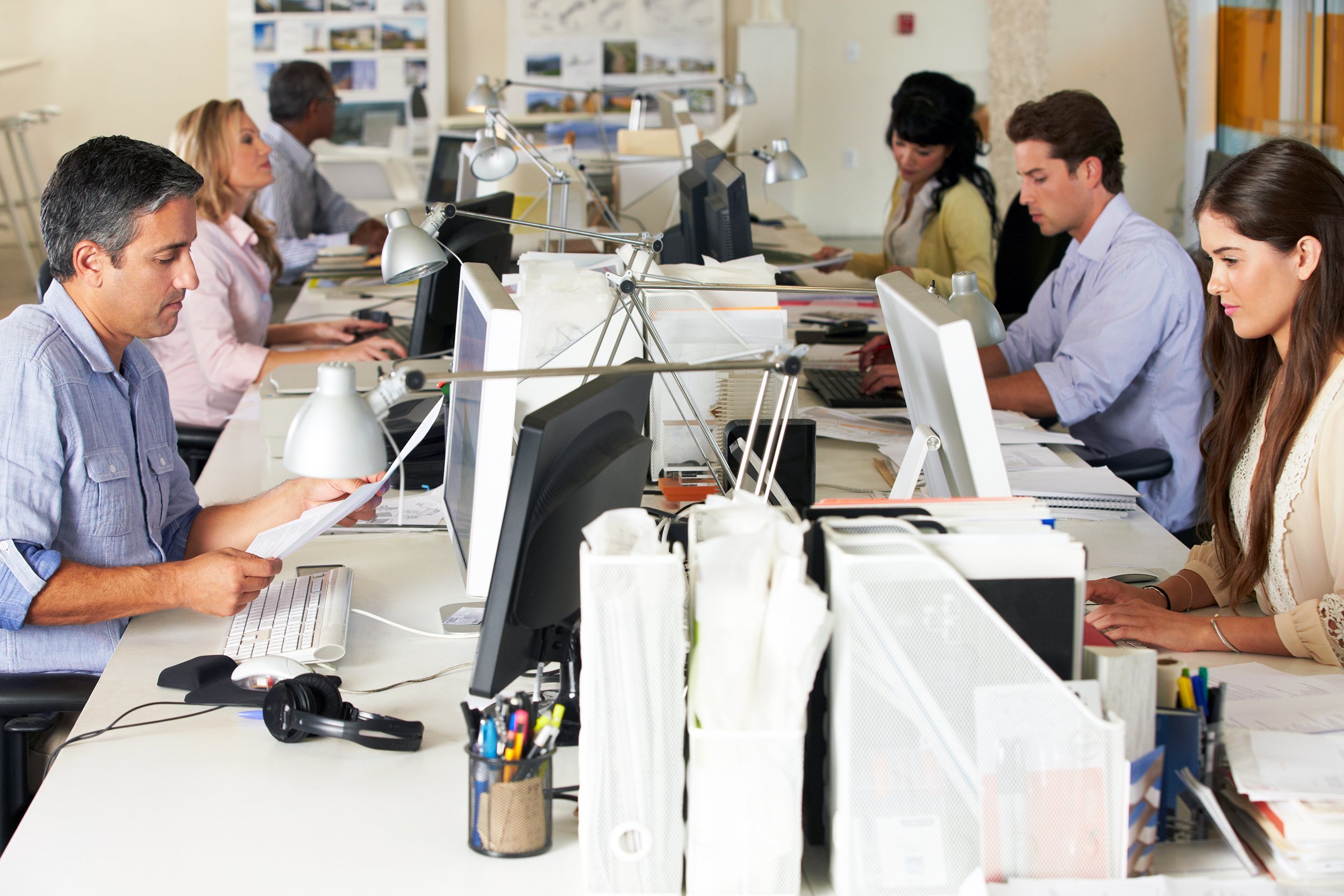 Busy workers in an office