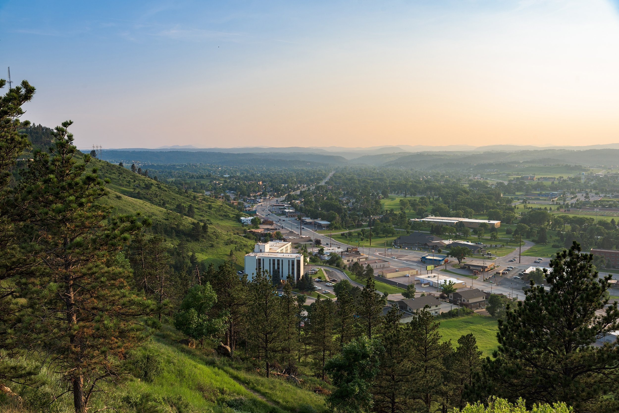 View of Rapid City, South Dakota from the forest