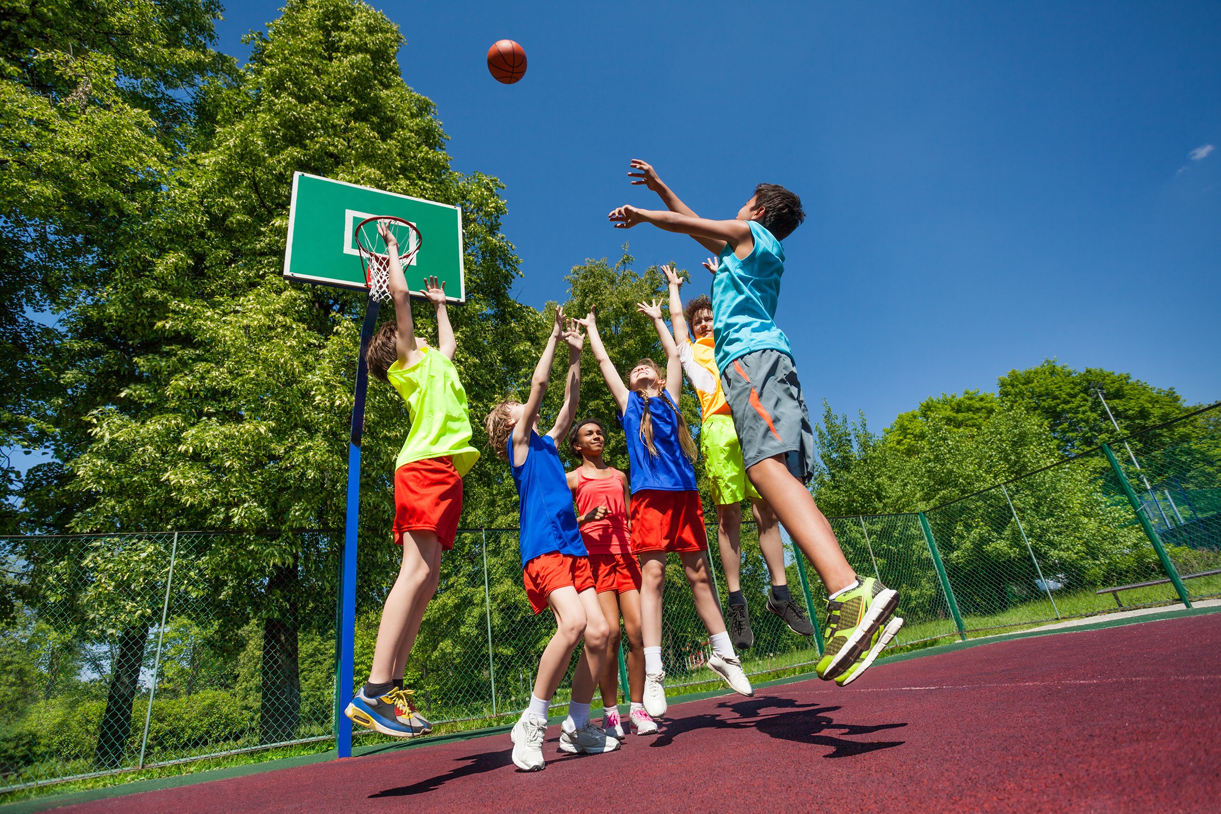 kids playing basketball outside