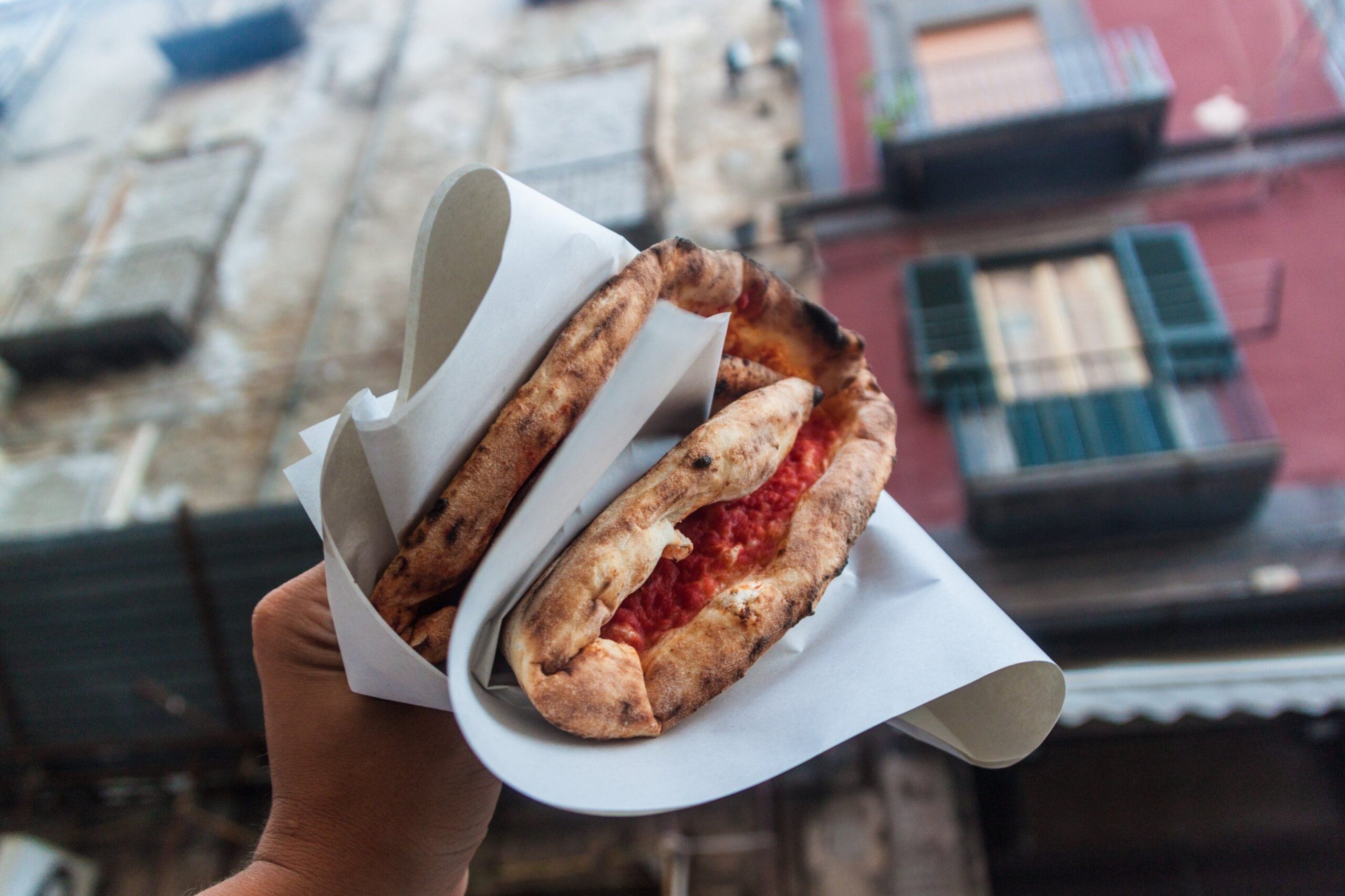 Famous street food in Naples - pizza margherita