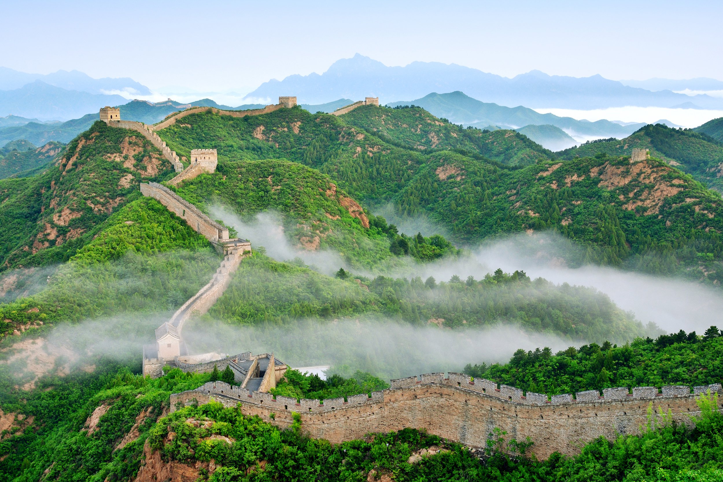 Great Wall of China in stratosphere fog