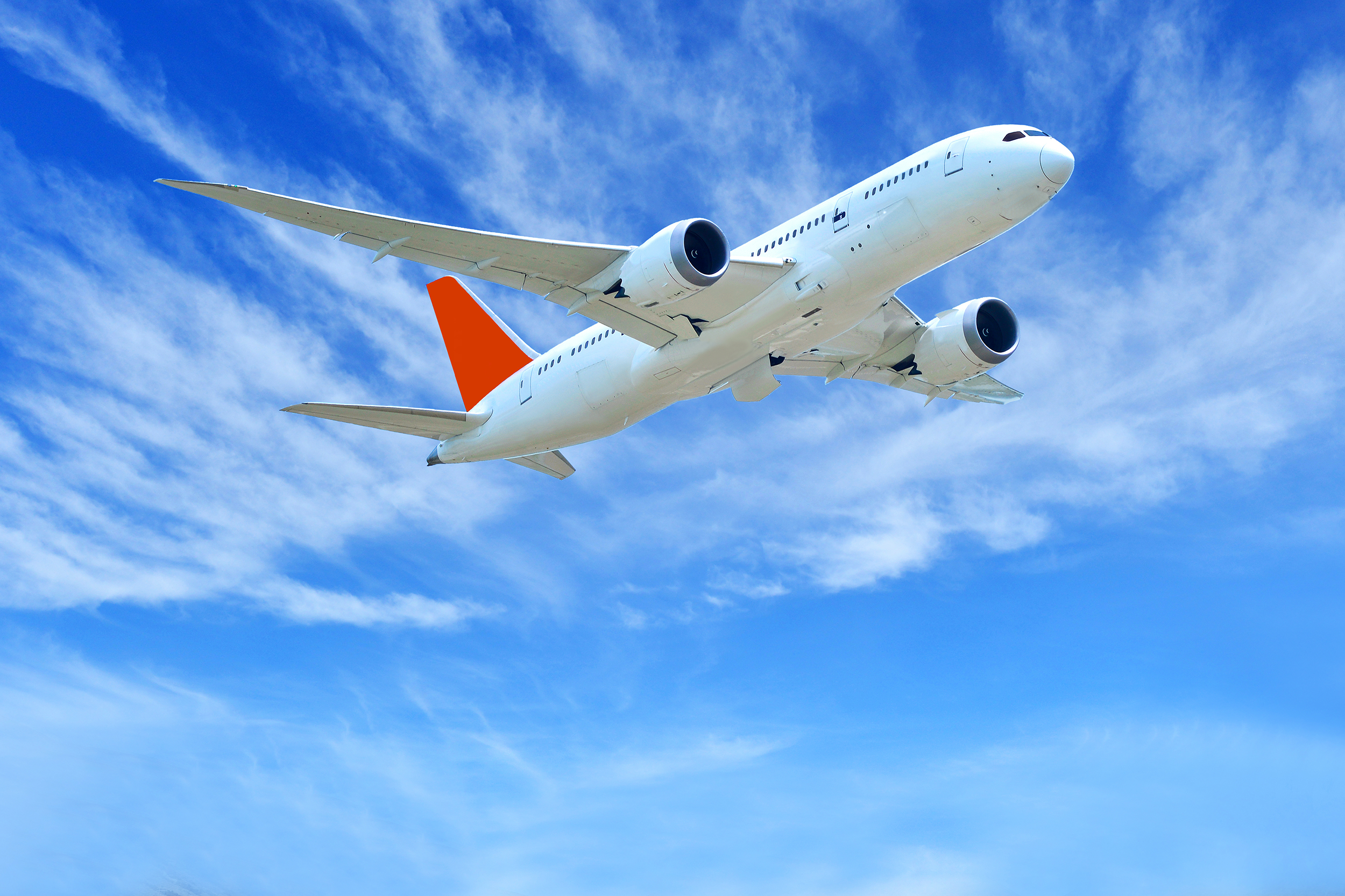 Airplane taking off into the sky