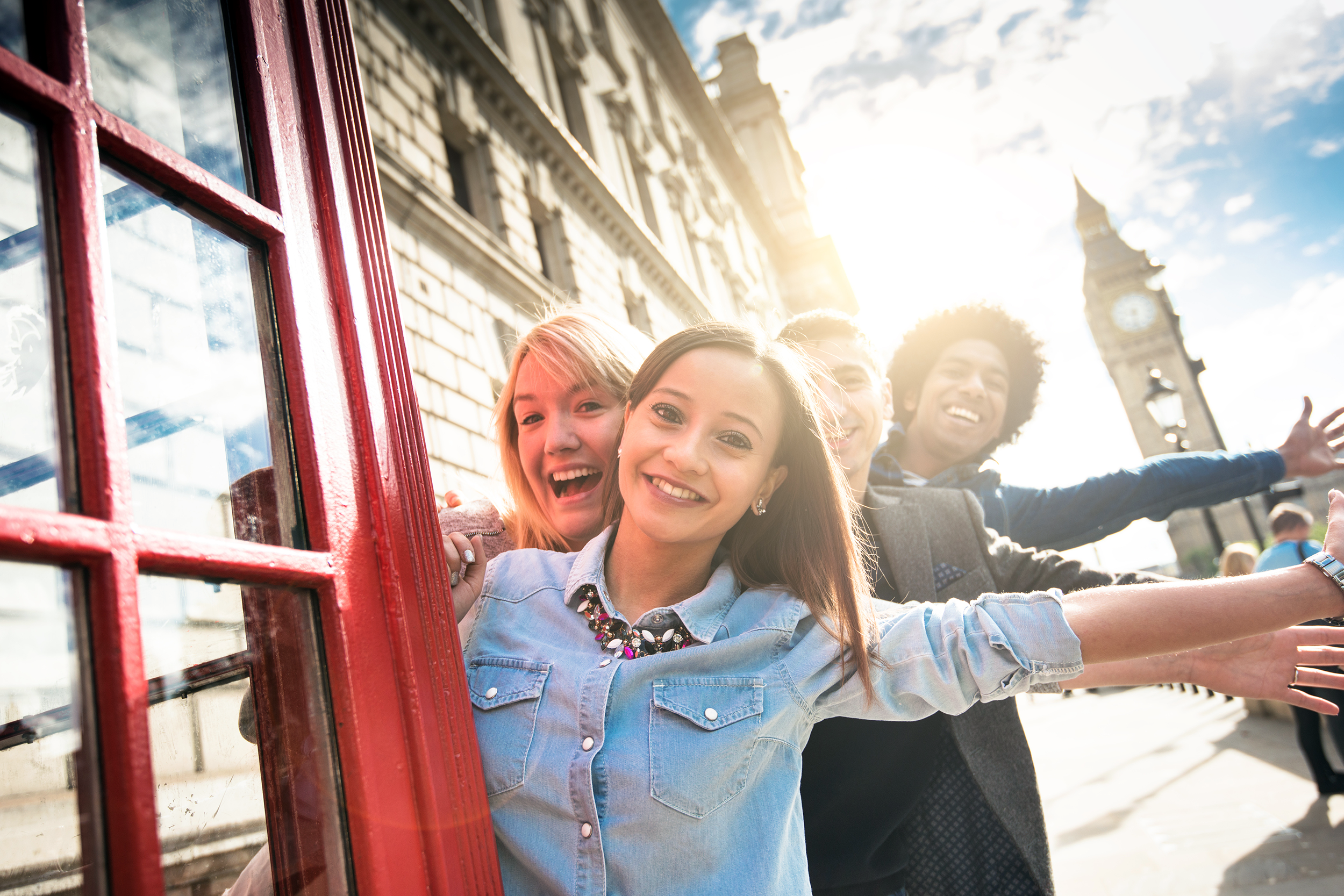 Students having fun in London