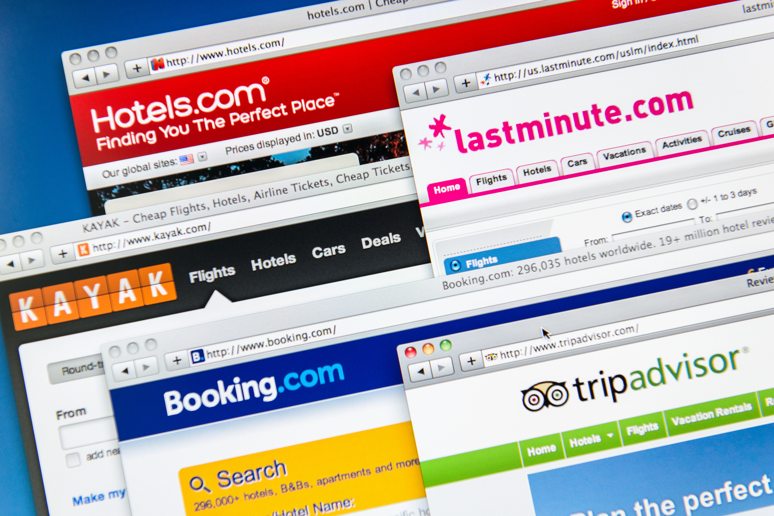 Selection of travel booking websites