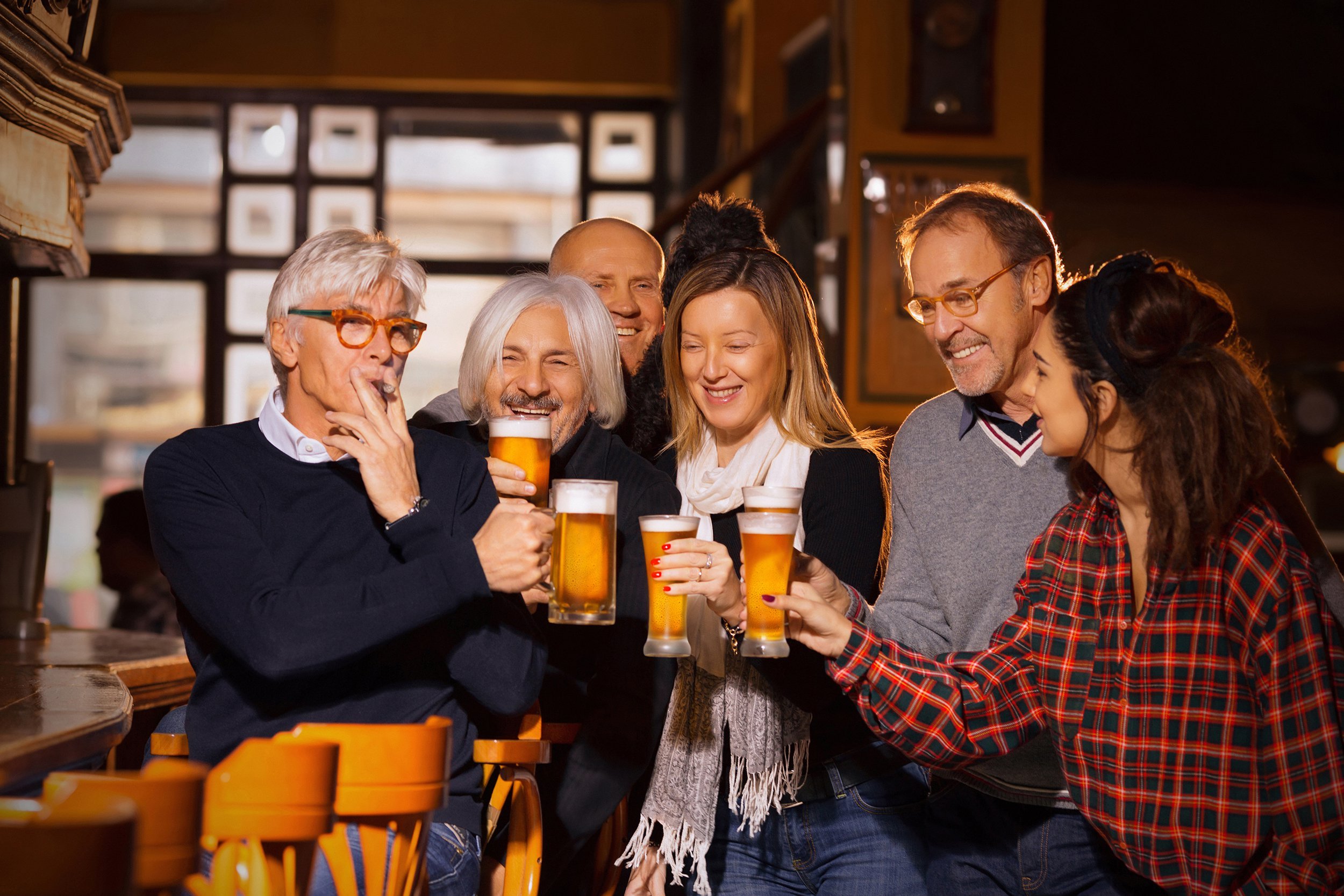 friends at a British pub