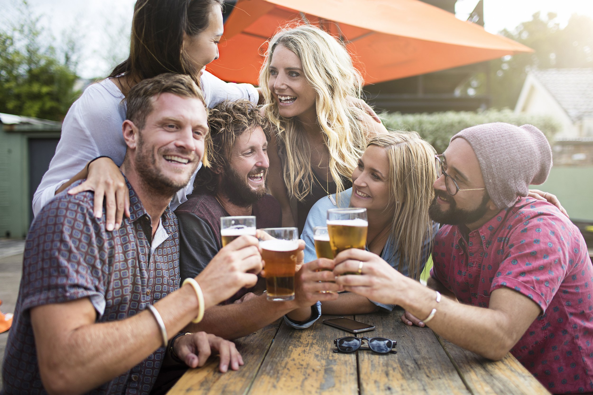 Australian friends having drinks