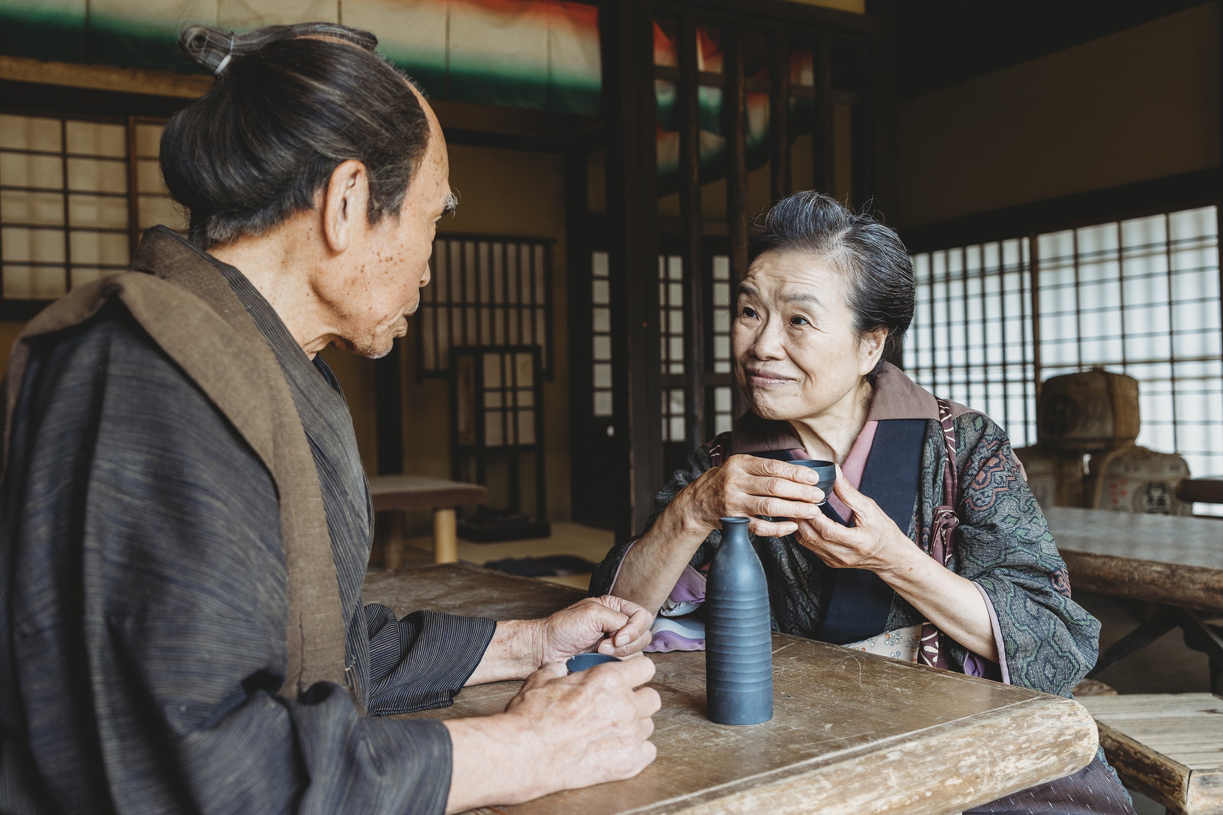 Japanese couple in a traditional house
