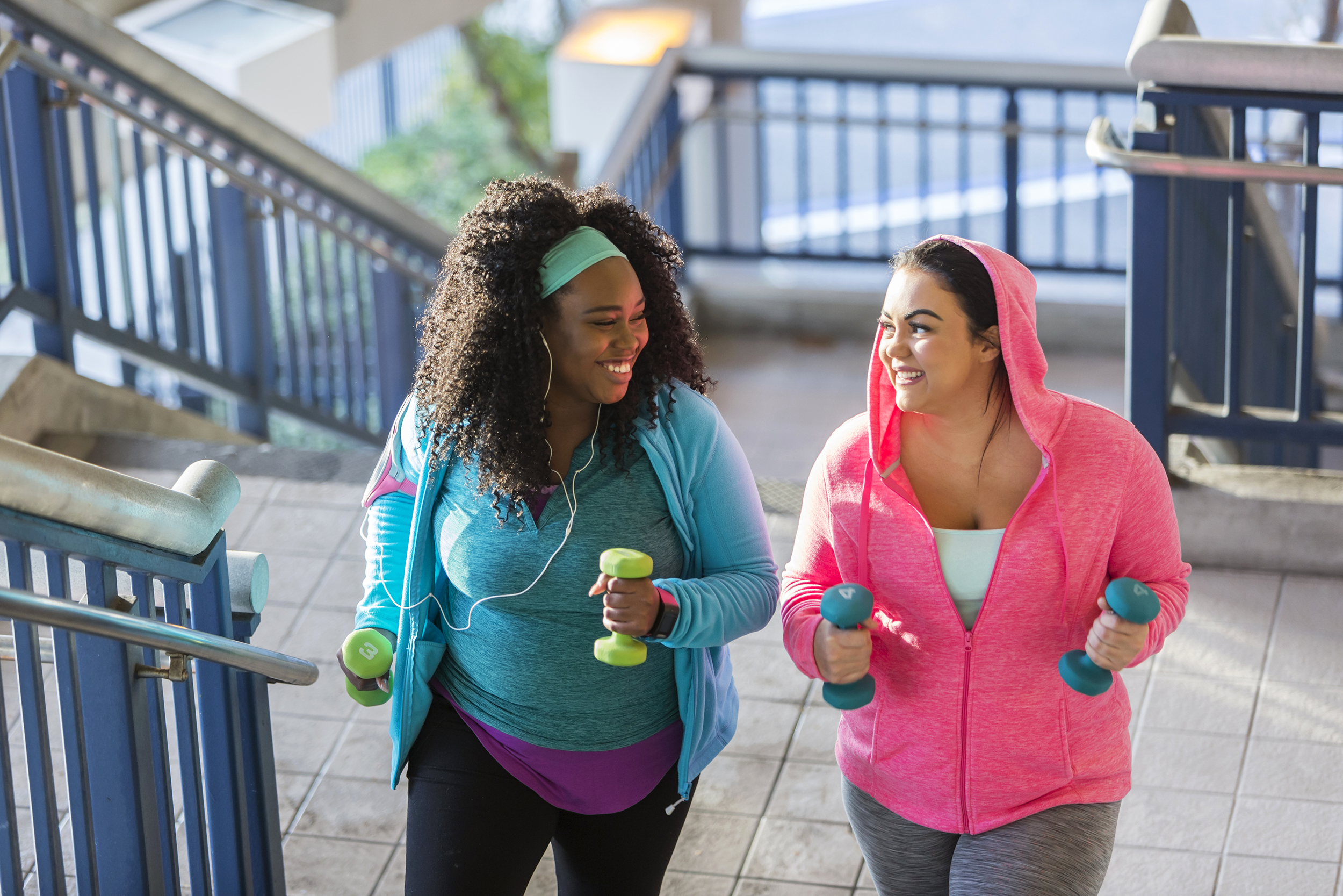 Young woman exercising together