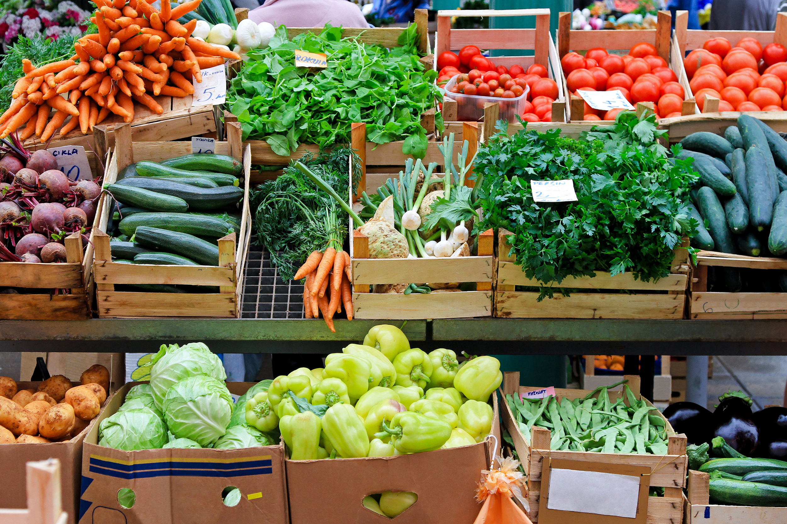 Vegetables in a grocery store