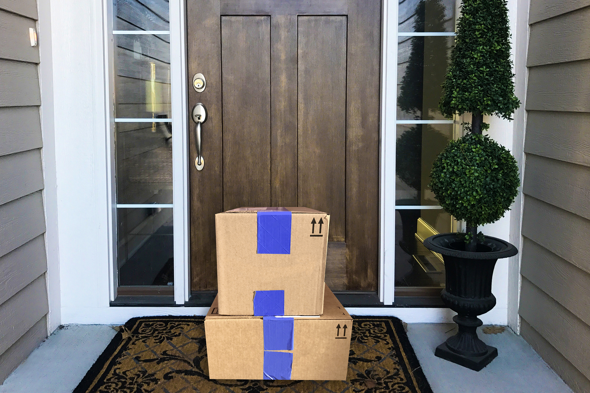 Packages delivered to a doorstep