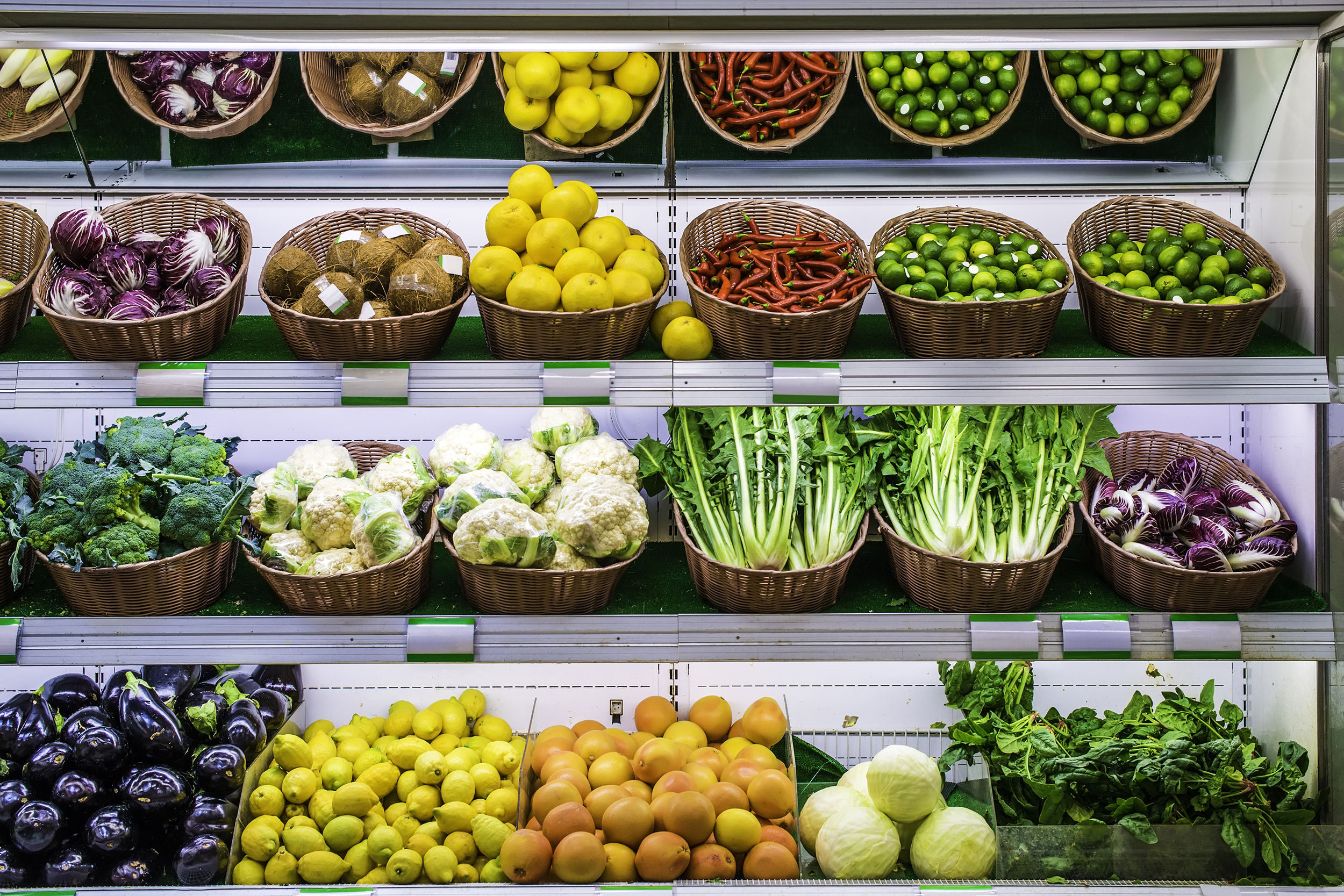 Produce section in a grocery store