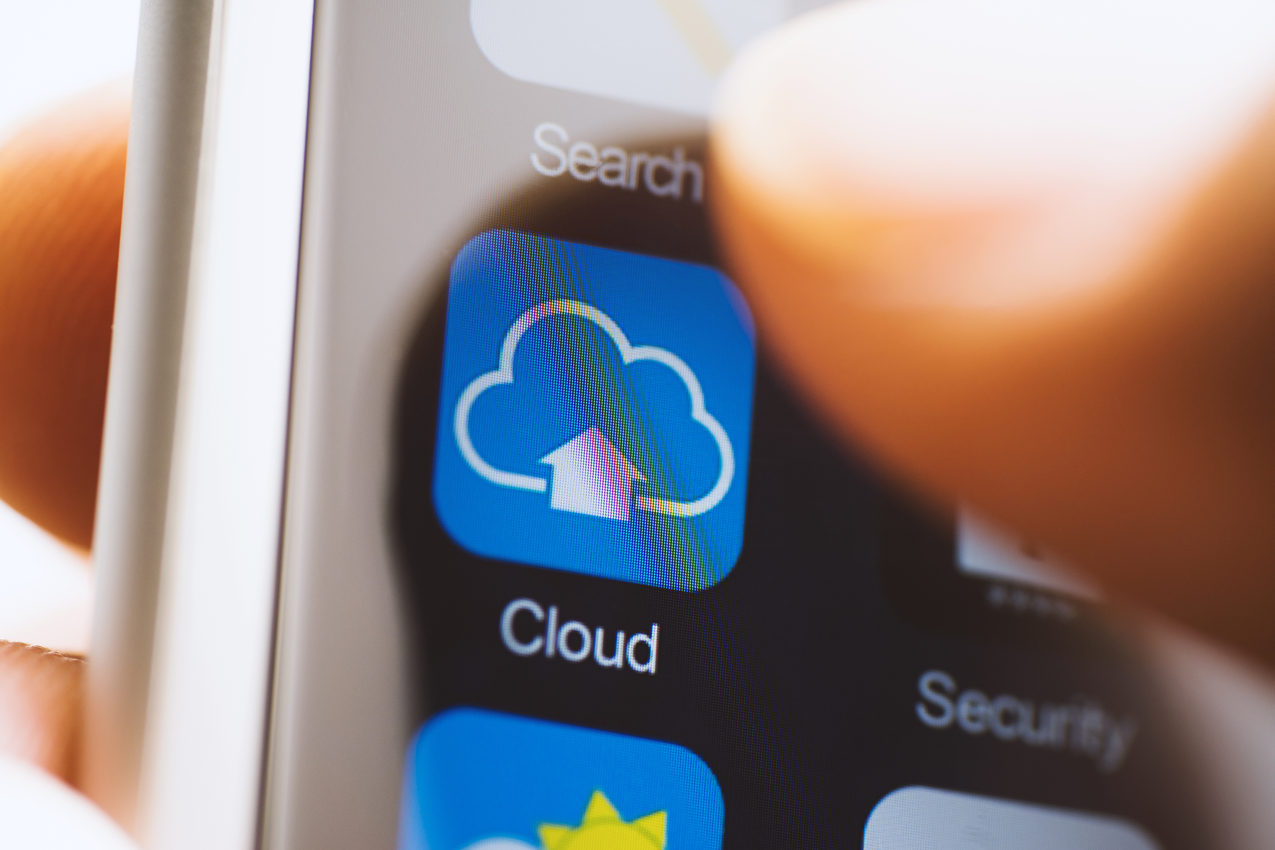 Smartphone with a cloud storage app