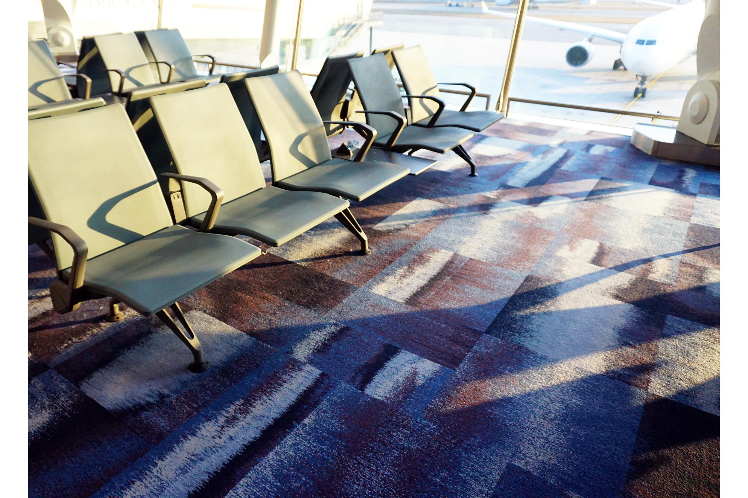 Empty chairs in an airport