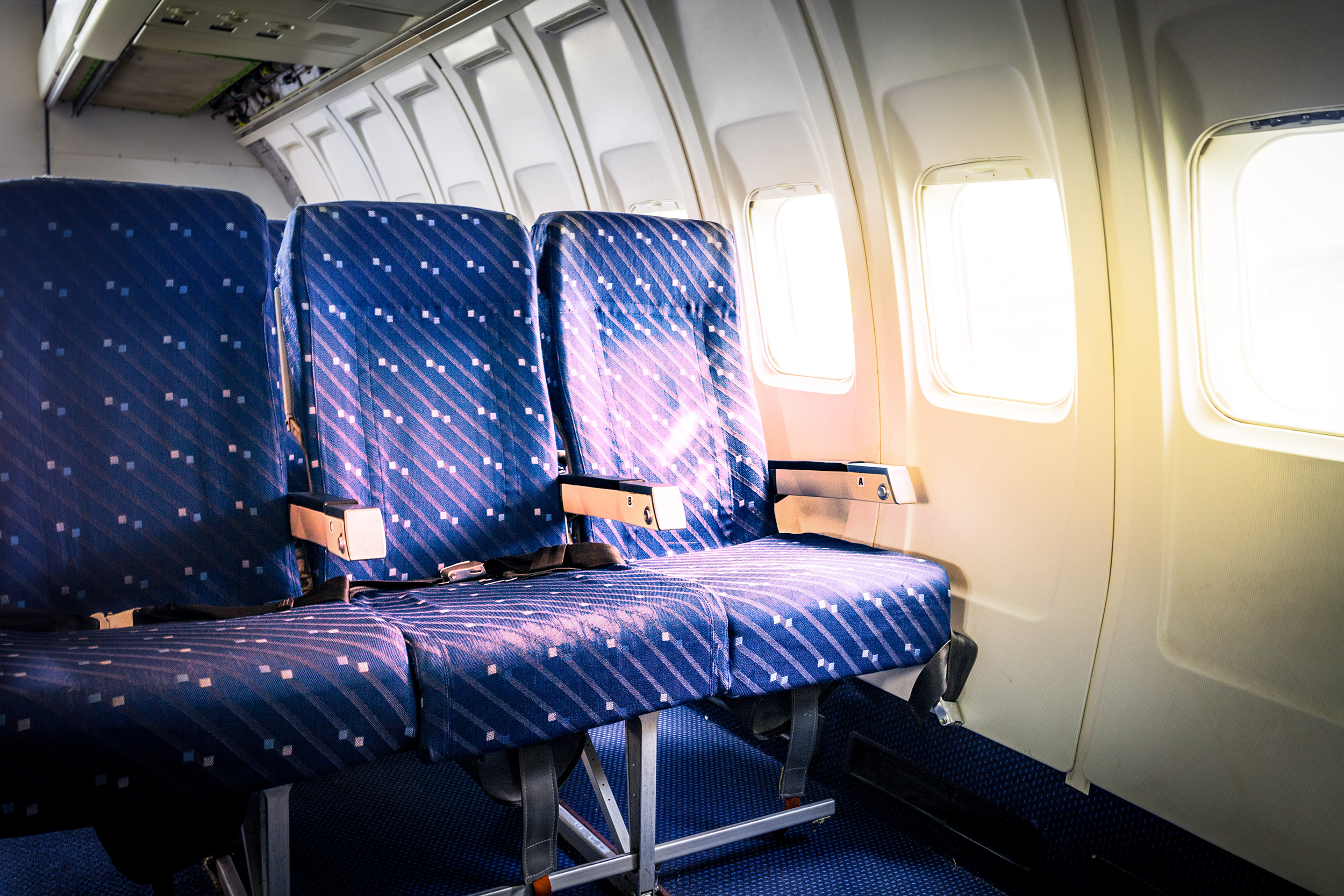 Empty seats on an airplane