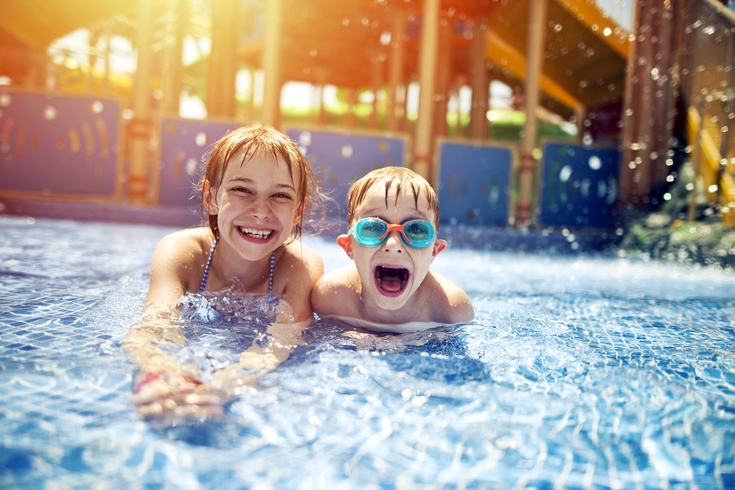 Two kids at a water park