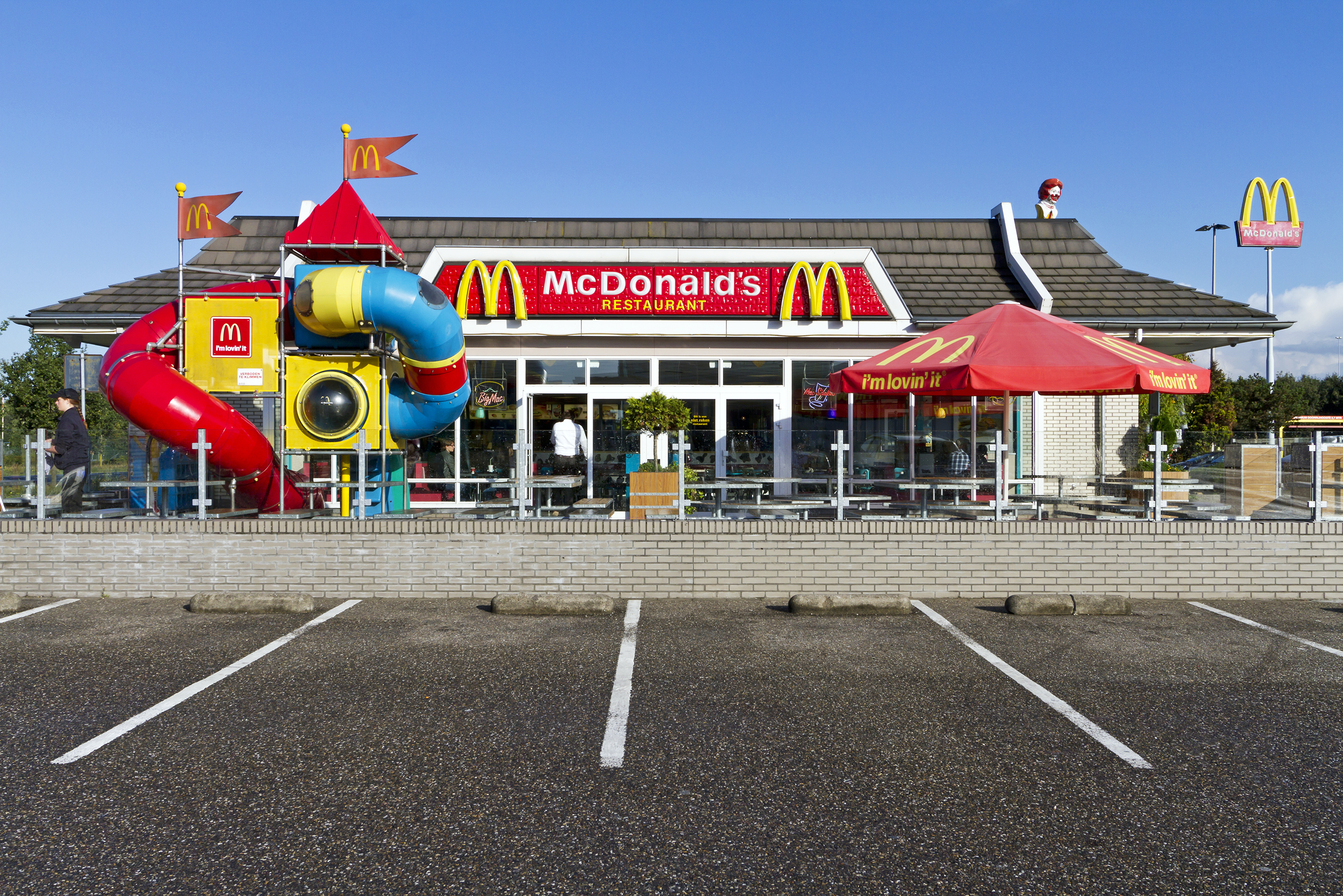 View of McDonald's with a playground