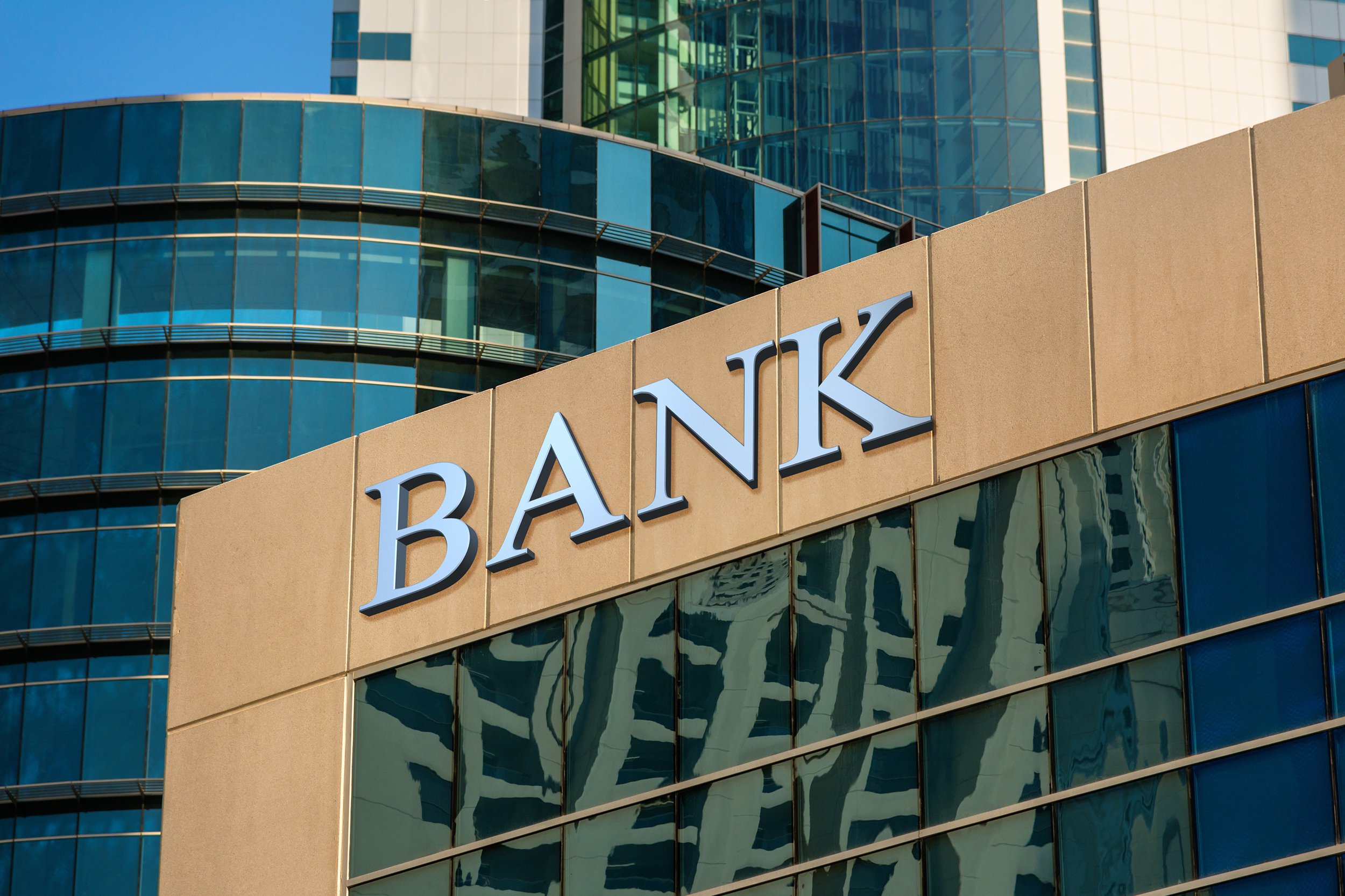 Big bank in a downtown city