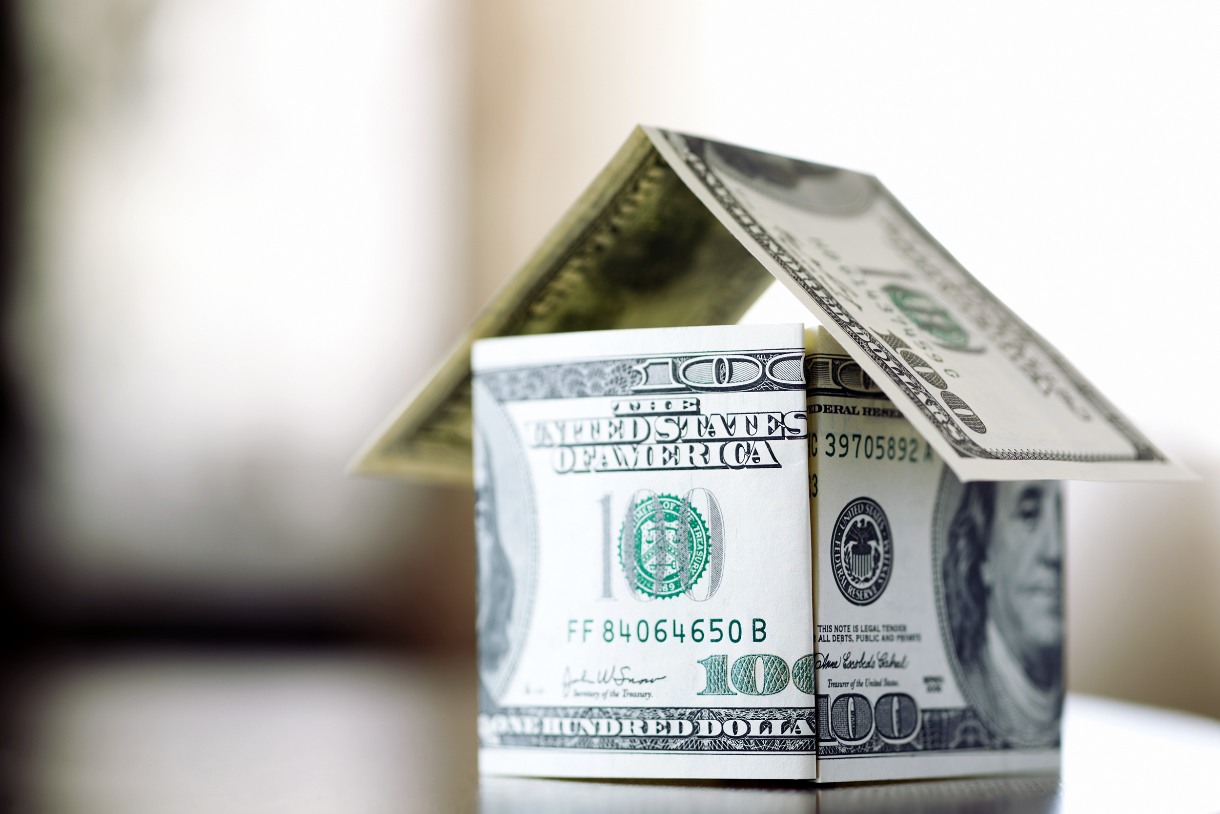 House made out of dollar bills