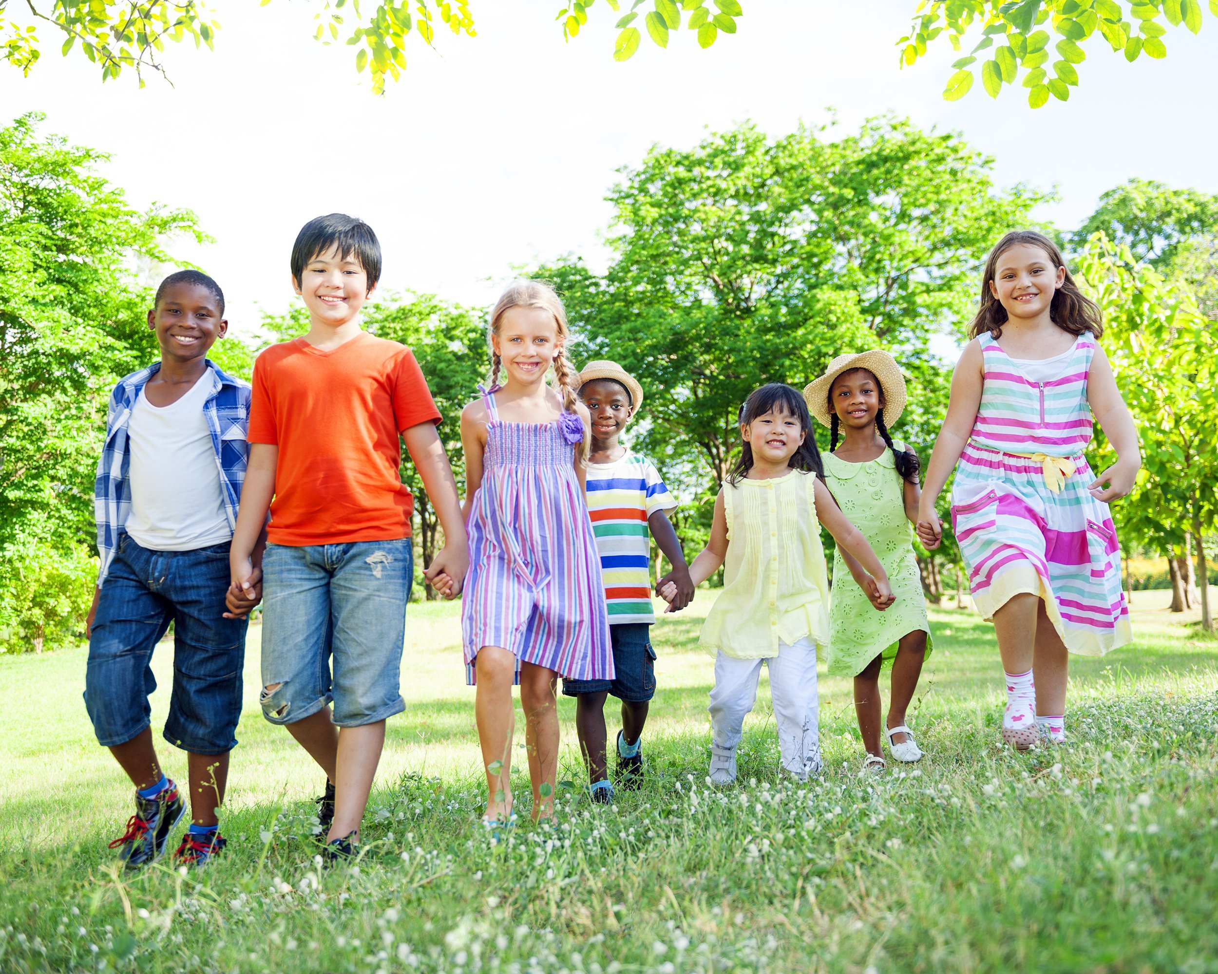group of diverse children in the park