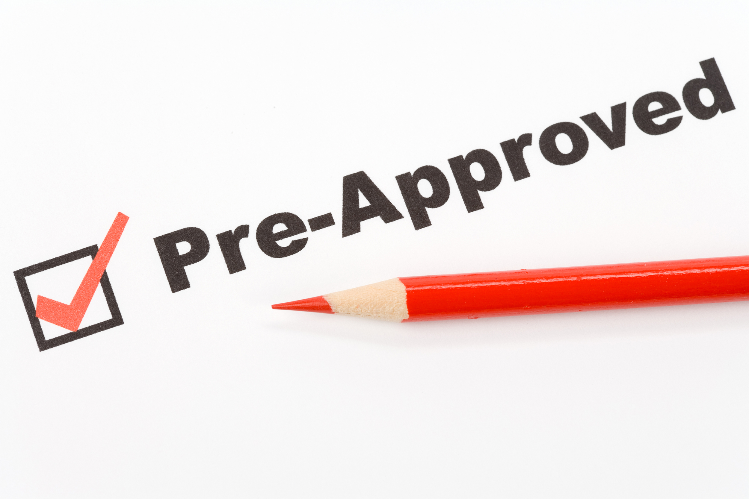Pre-Approved check box and a red pencil
