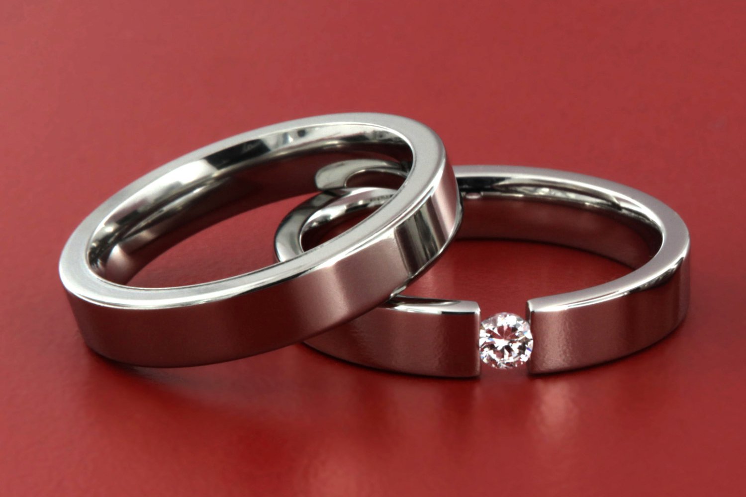 Two Piece Titanium Bridal Set with Diamond