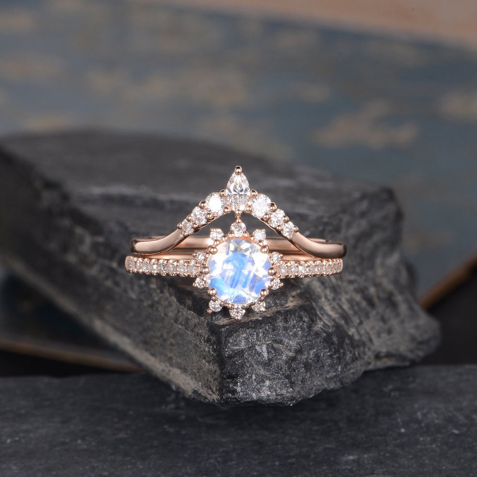 Moonstone Rose Gold Engagement Ring
