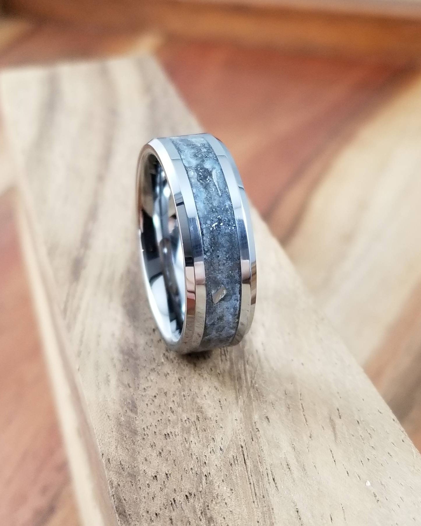 Tungsten Meteorite Glow Ring