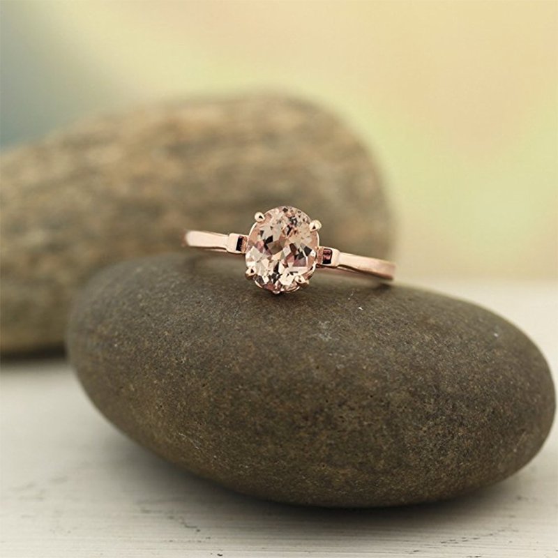 1ct Oval Morganite 14K Rose Gold Ring