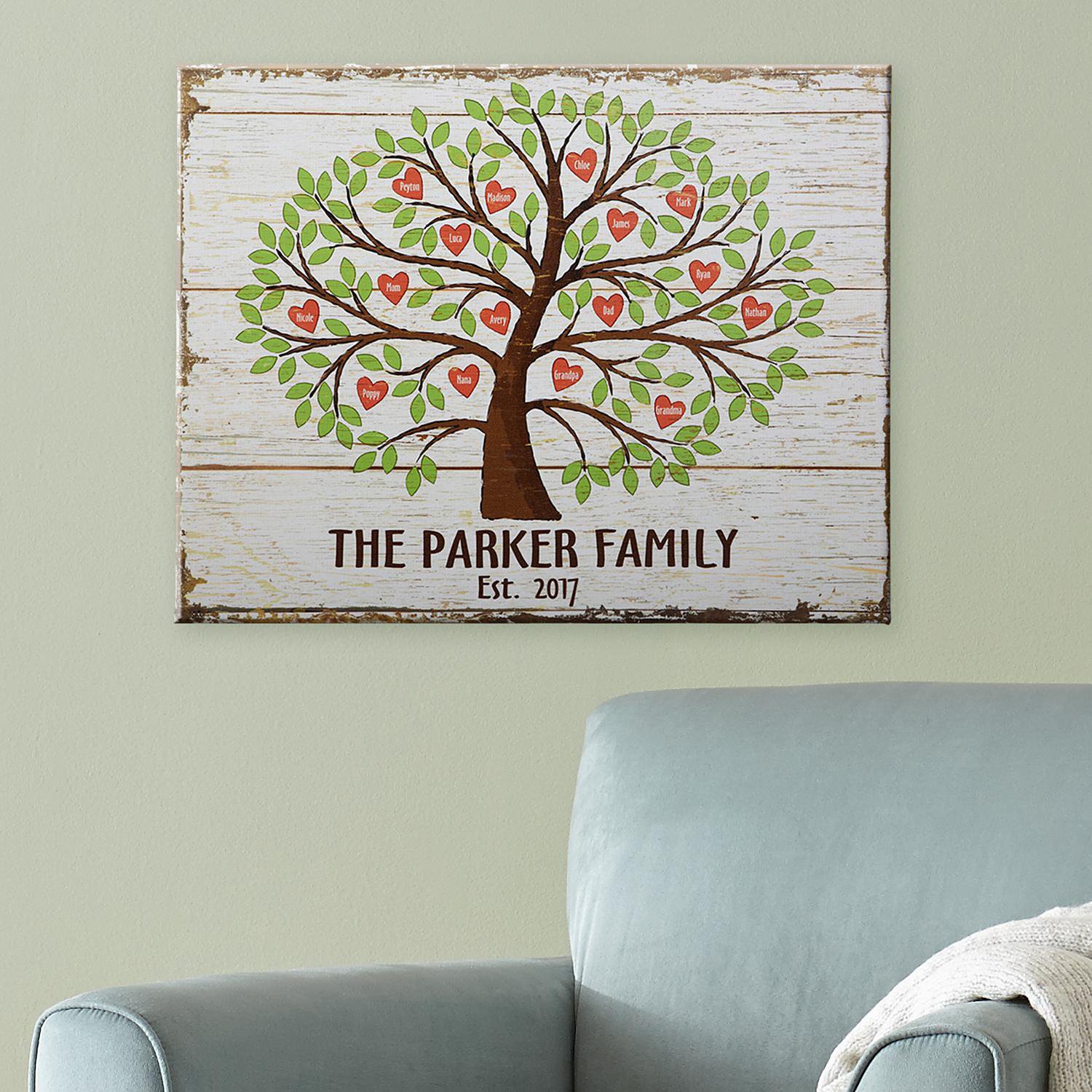 Family Tree of Hearts Canvas