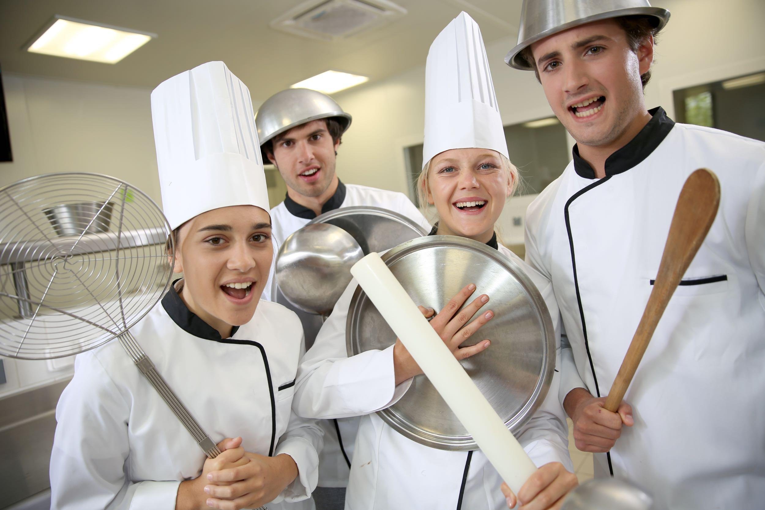 teens in kitchen of food prep