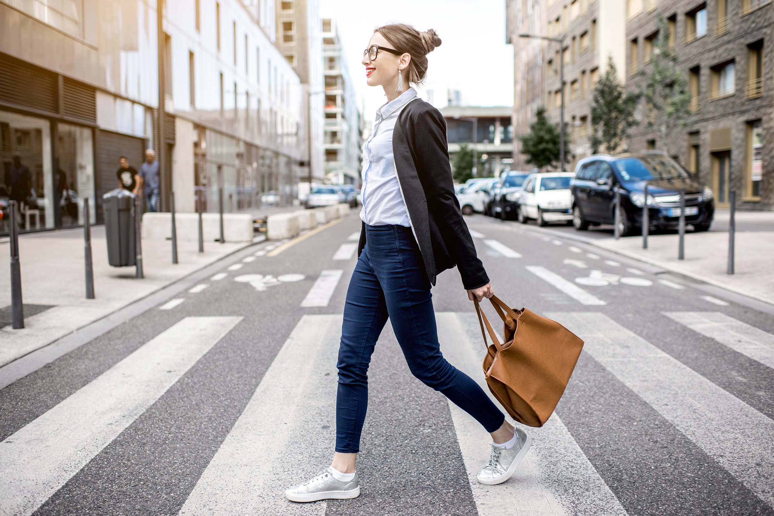 Woman walking outside on the street