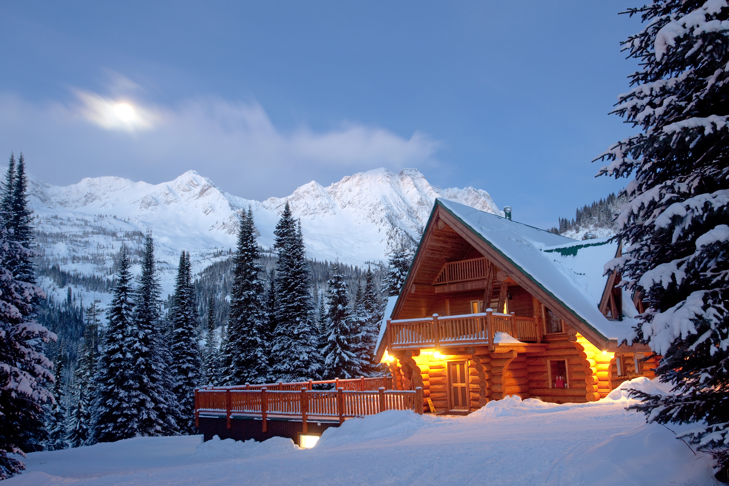 Cabin in the snowy woods