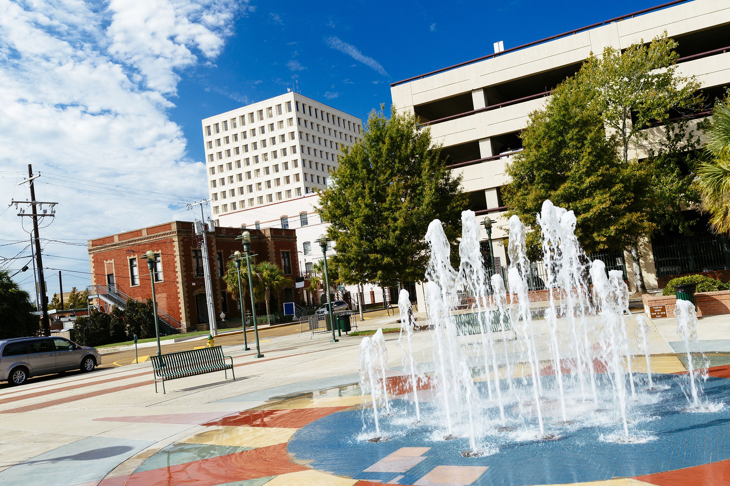 Fountain in summer in Lafayette, LA