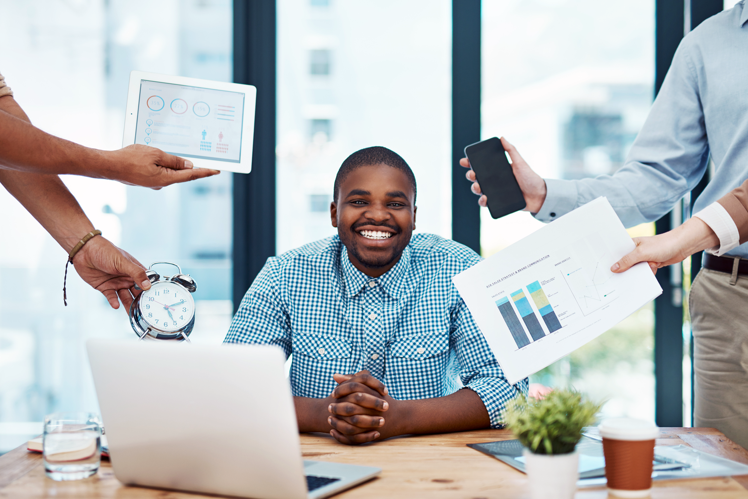 Man handling stress well at work