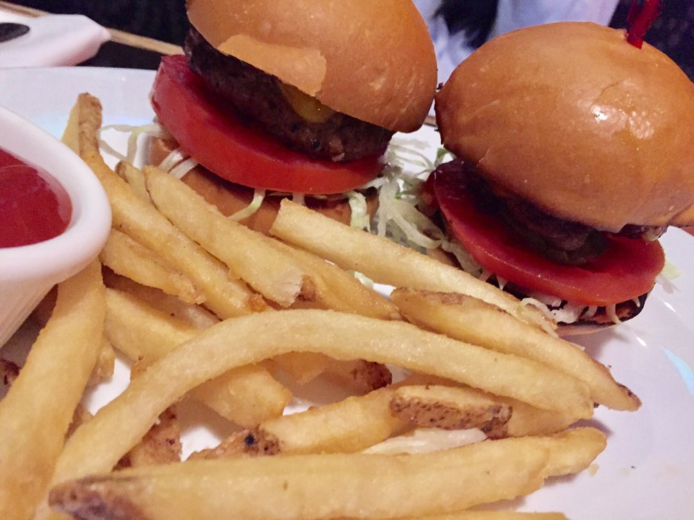 Mini cheeseburgers and fries